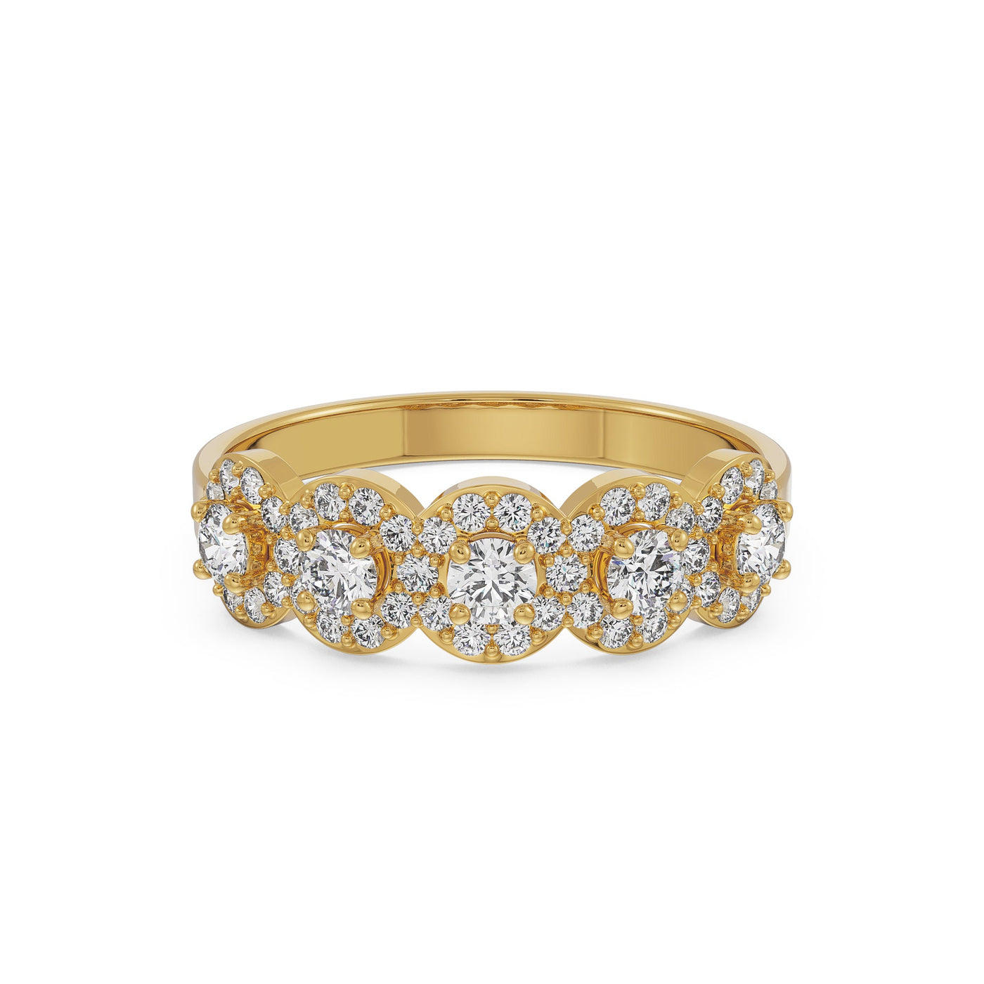 Five Stone Solitaire Halo Ring_in_stock