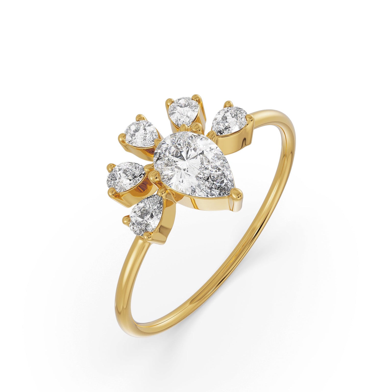 Panache of Pearls Diamond Ring Top View