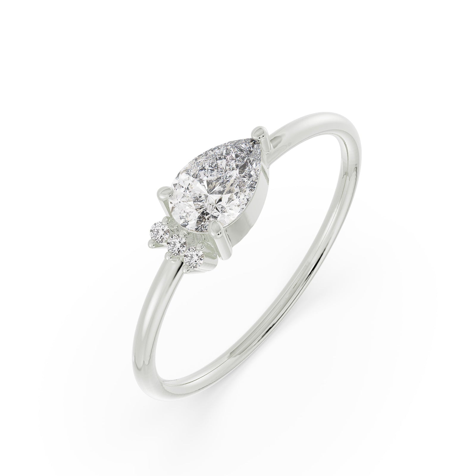 Stunning Pear Diamond Ring Top View in 9KT