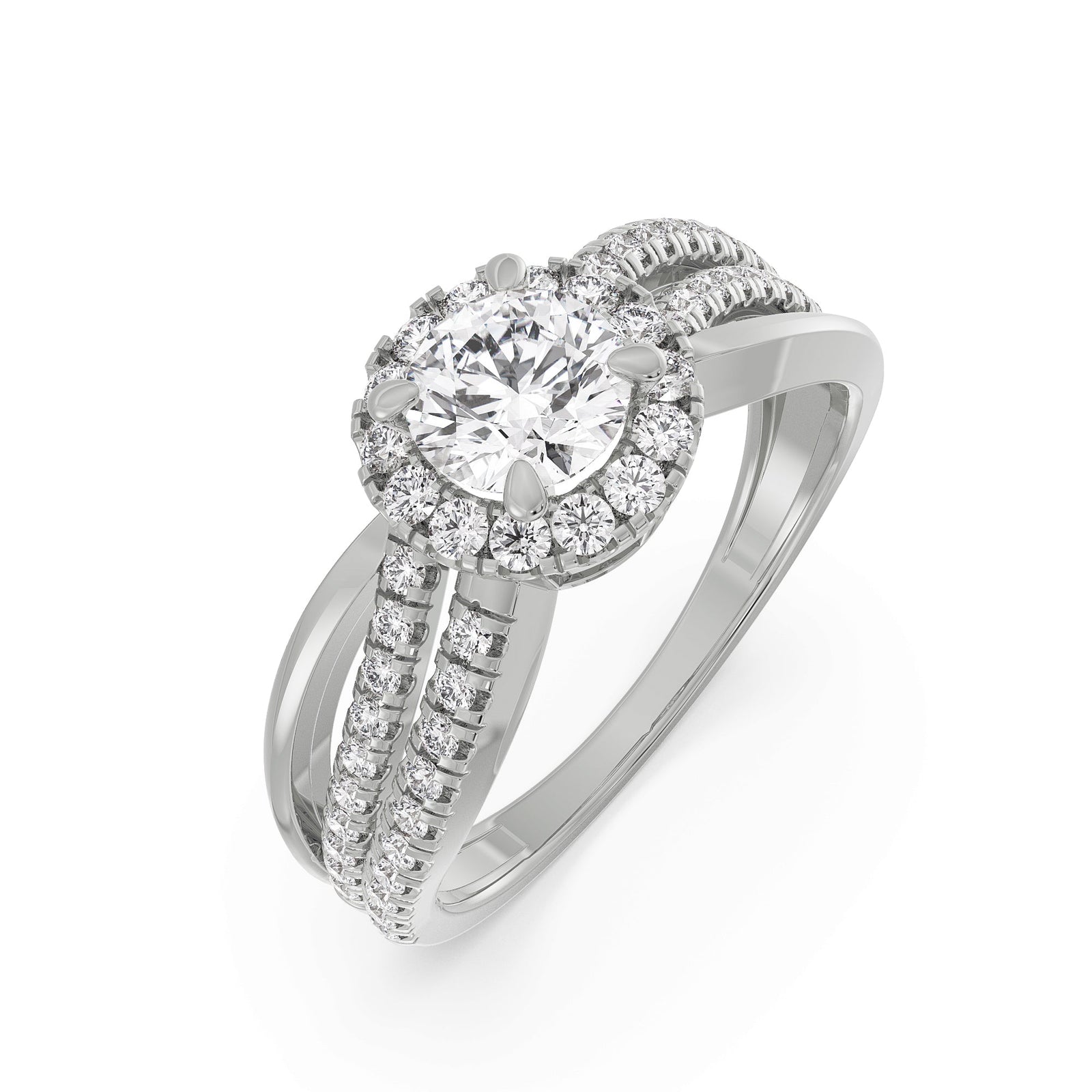 Artistic Round Diamond Ring Top View in 9KT