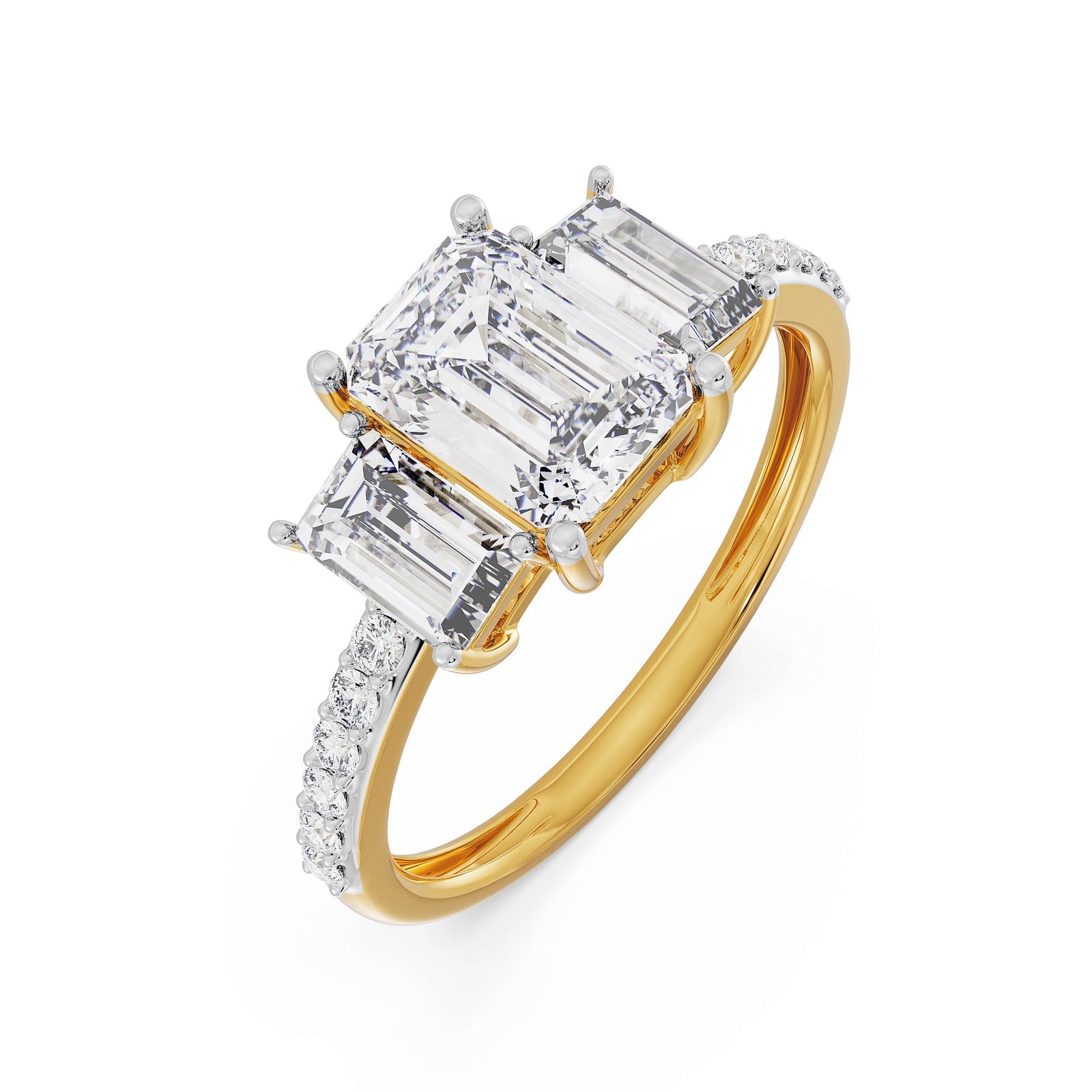 Three Stone Emerald Diamond Ring_in-stock