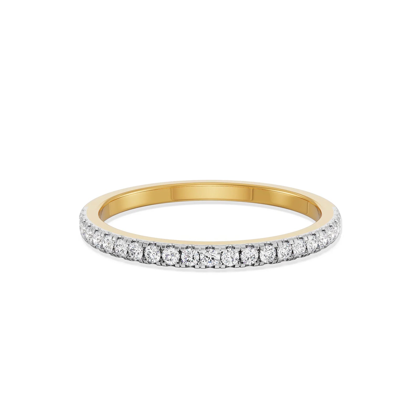 Shimmery Classic Diamond Band Front View in 9KT
