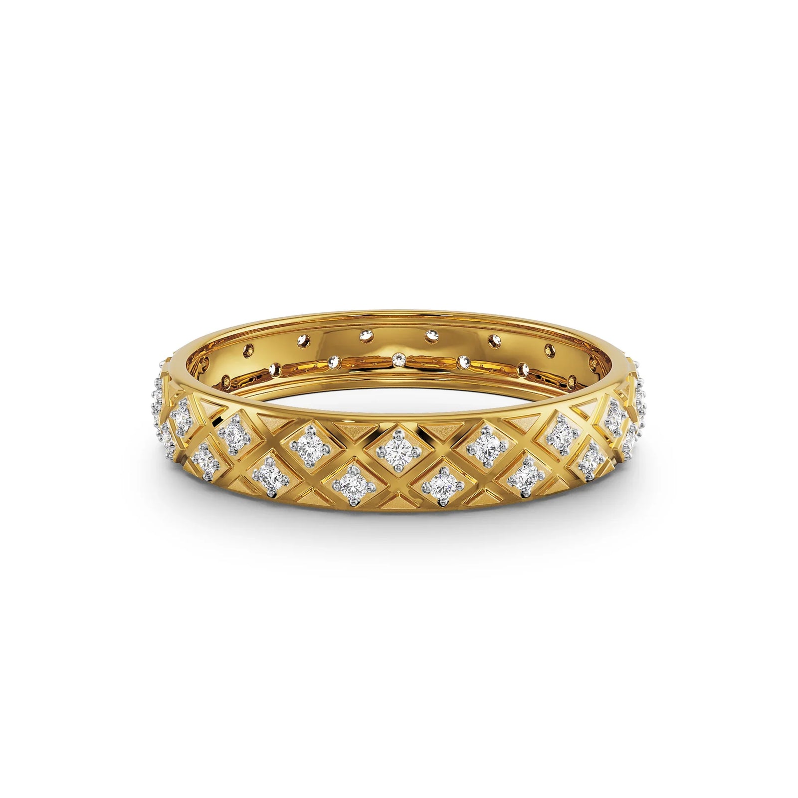 Textured Diamond Band Front View in 9KT