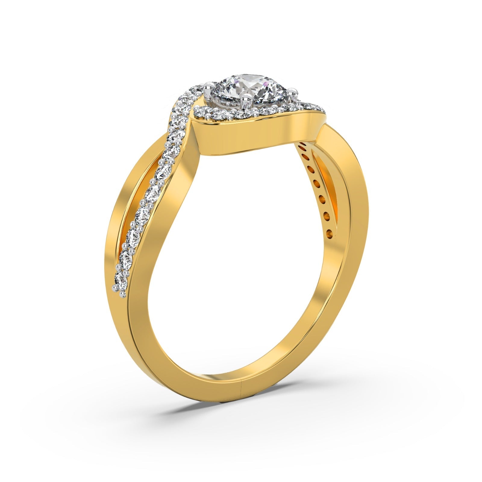 Infinity Solitaire Ring Front View Side View