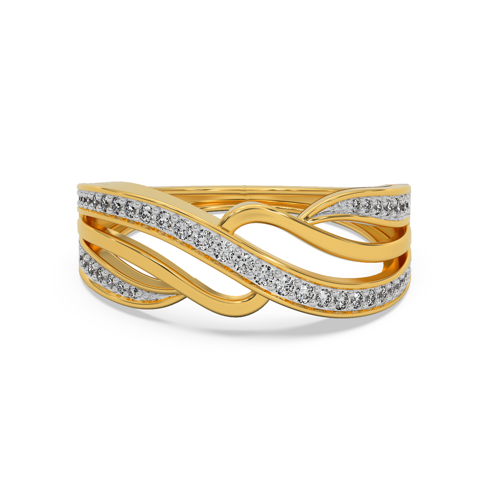 Sleek Diamond Ring front View in 9KT