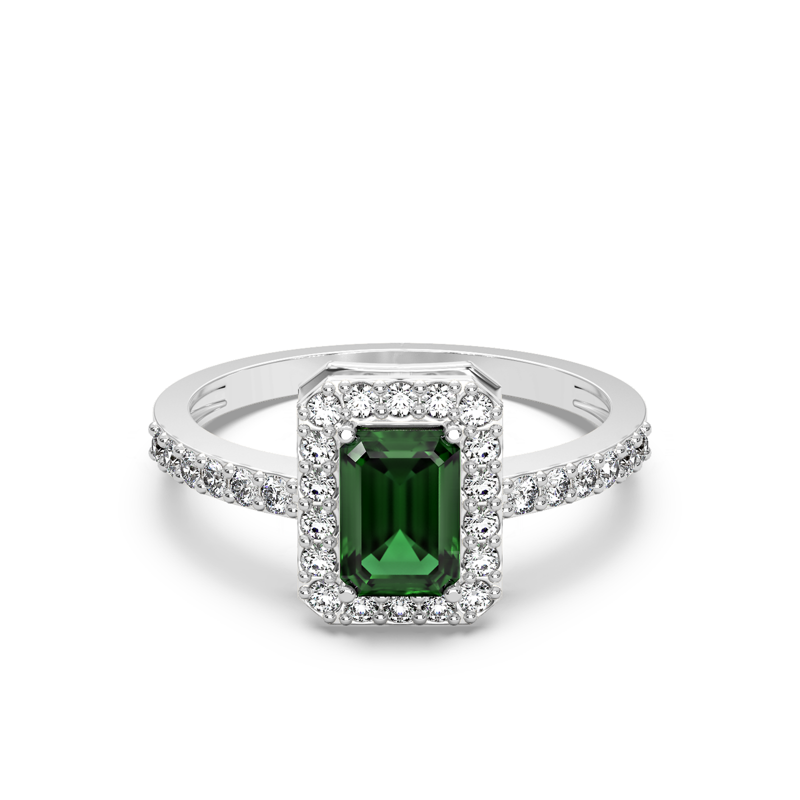Vintage Emerald Diamond Ring Front View