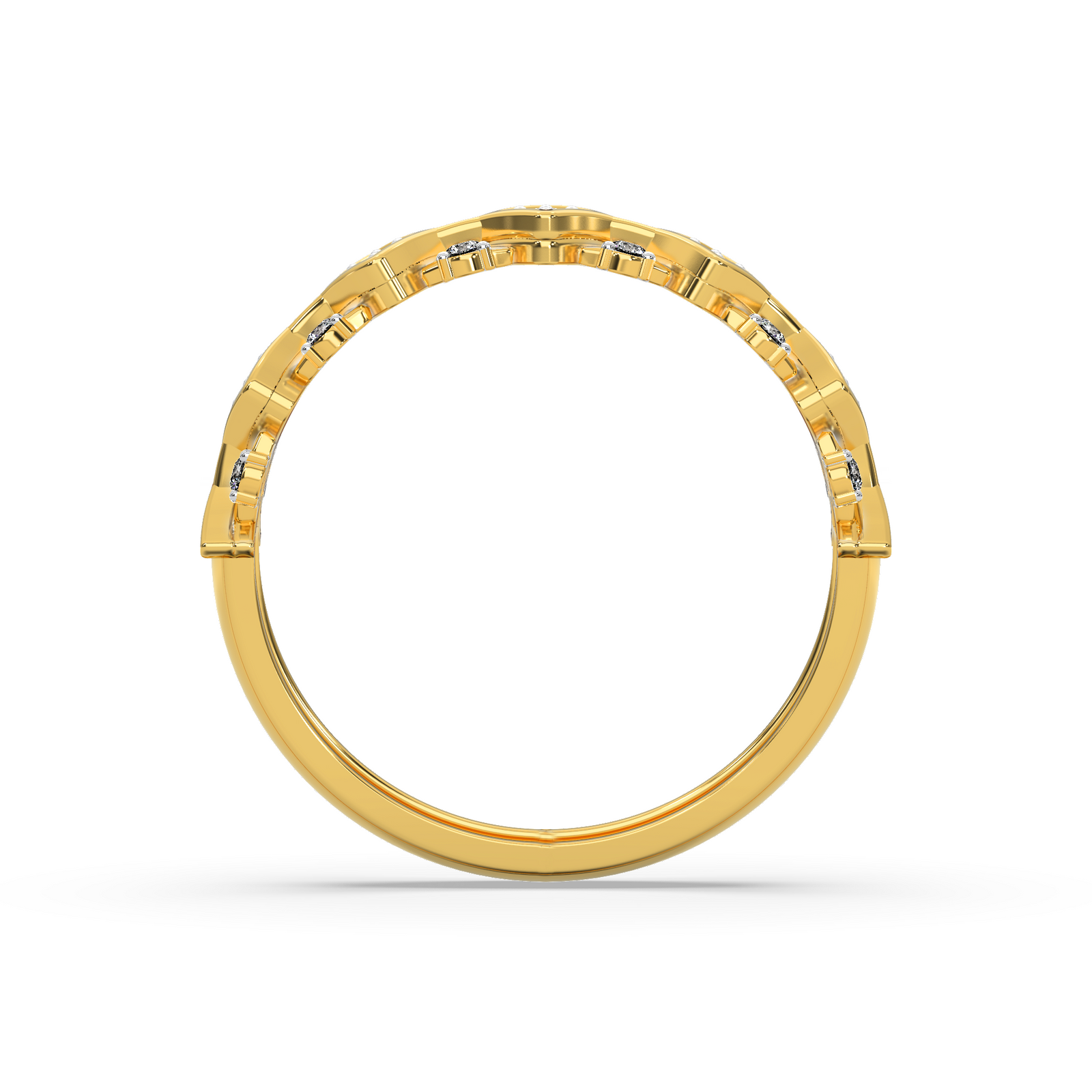 Swirl Diamond Ring Back View in 9KT