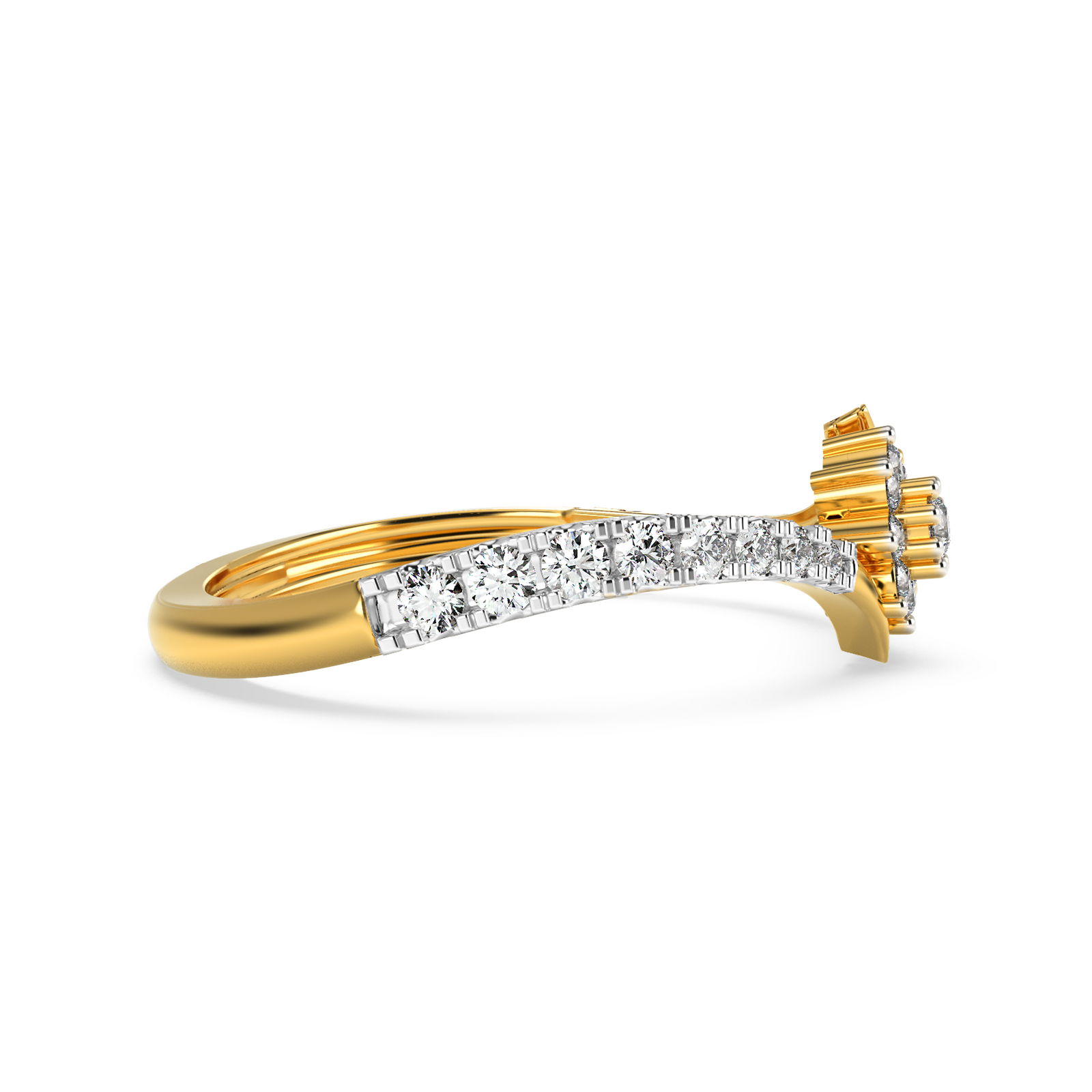 Floral Diamond Cluster Ring Side View