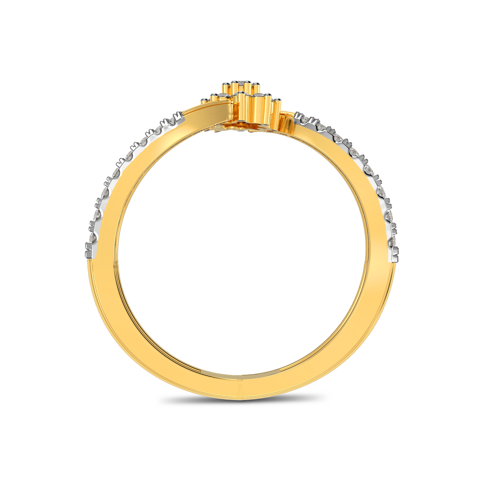 Floral Diamond Cluster Ring Back View