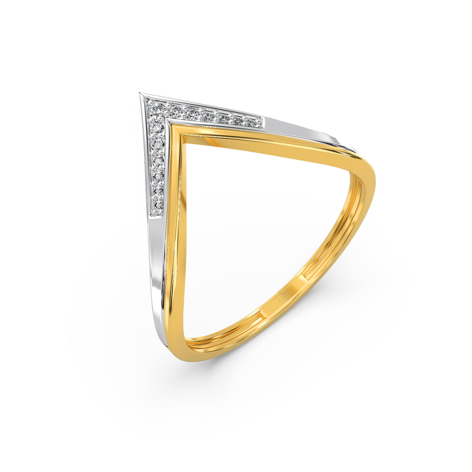 Bold V-Accent Diamond Ring Back View