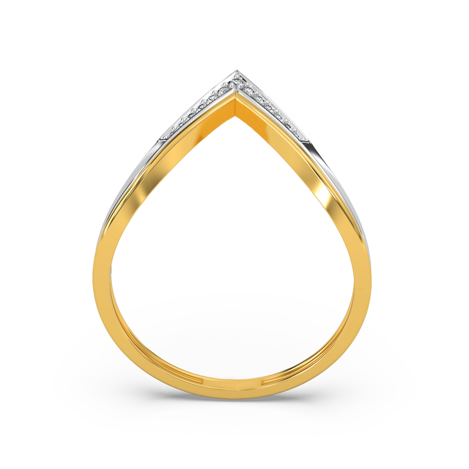 Bold V-Accent Diamond Ring Top View in 9KT