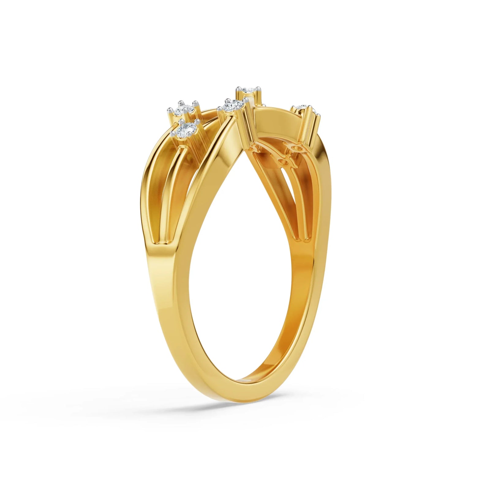 Glimmering Intertwine Diamond Band Right View in 9KT
