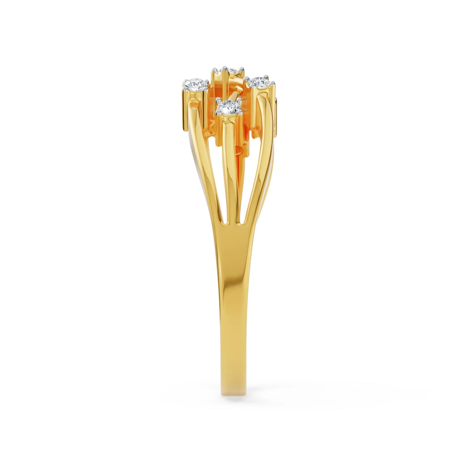 Glimmering Intertwine Diamond Band Side view in 9KT