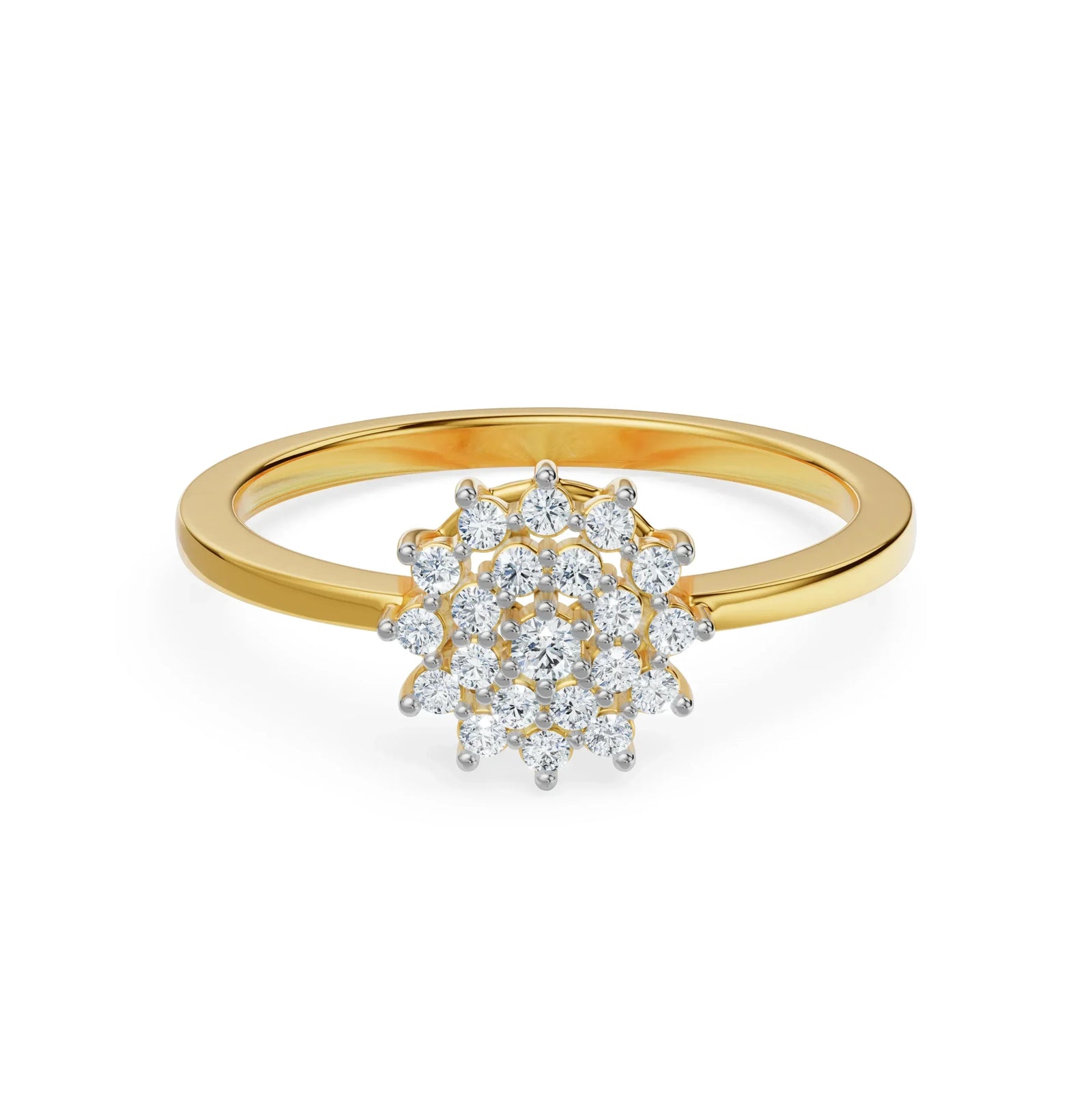 Sunrise Diamond Ring Front View in 9KT