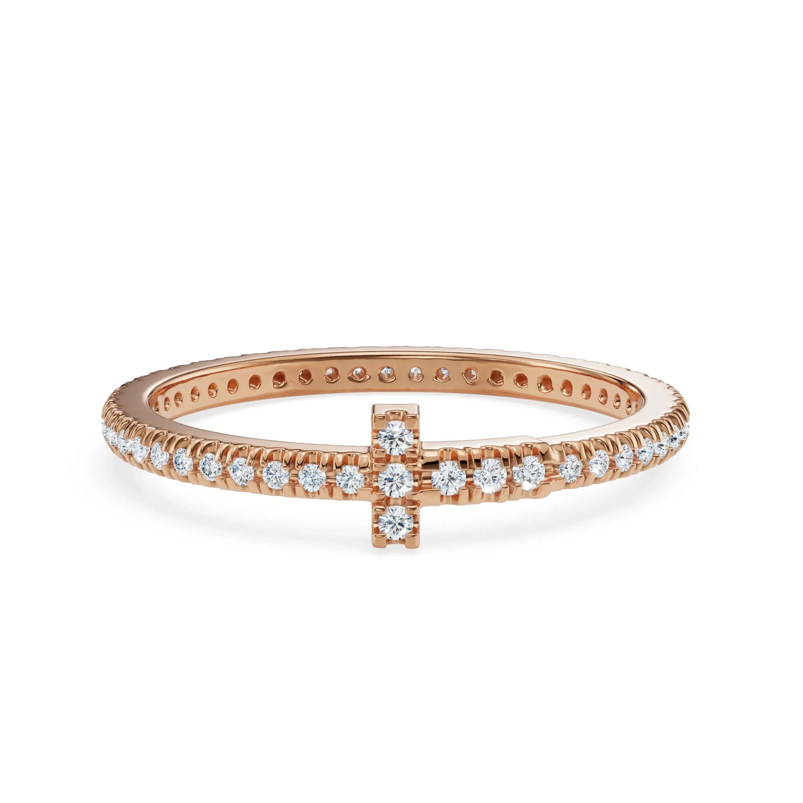 Sleek Narrow Diamond Band Front View