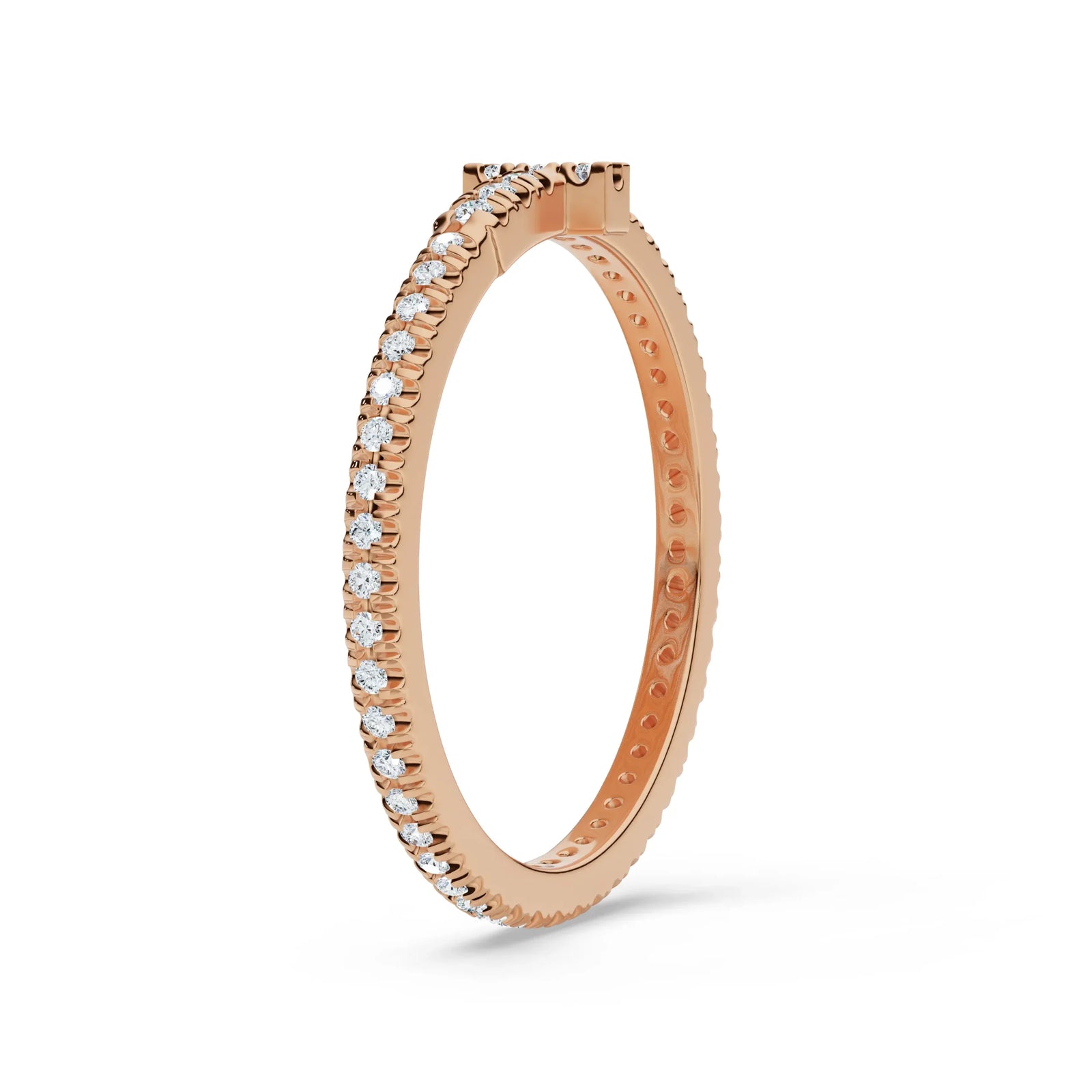 Sleek Narrow Diamond Band Right View