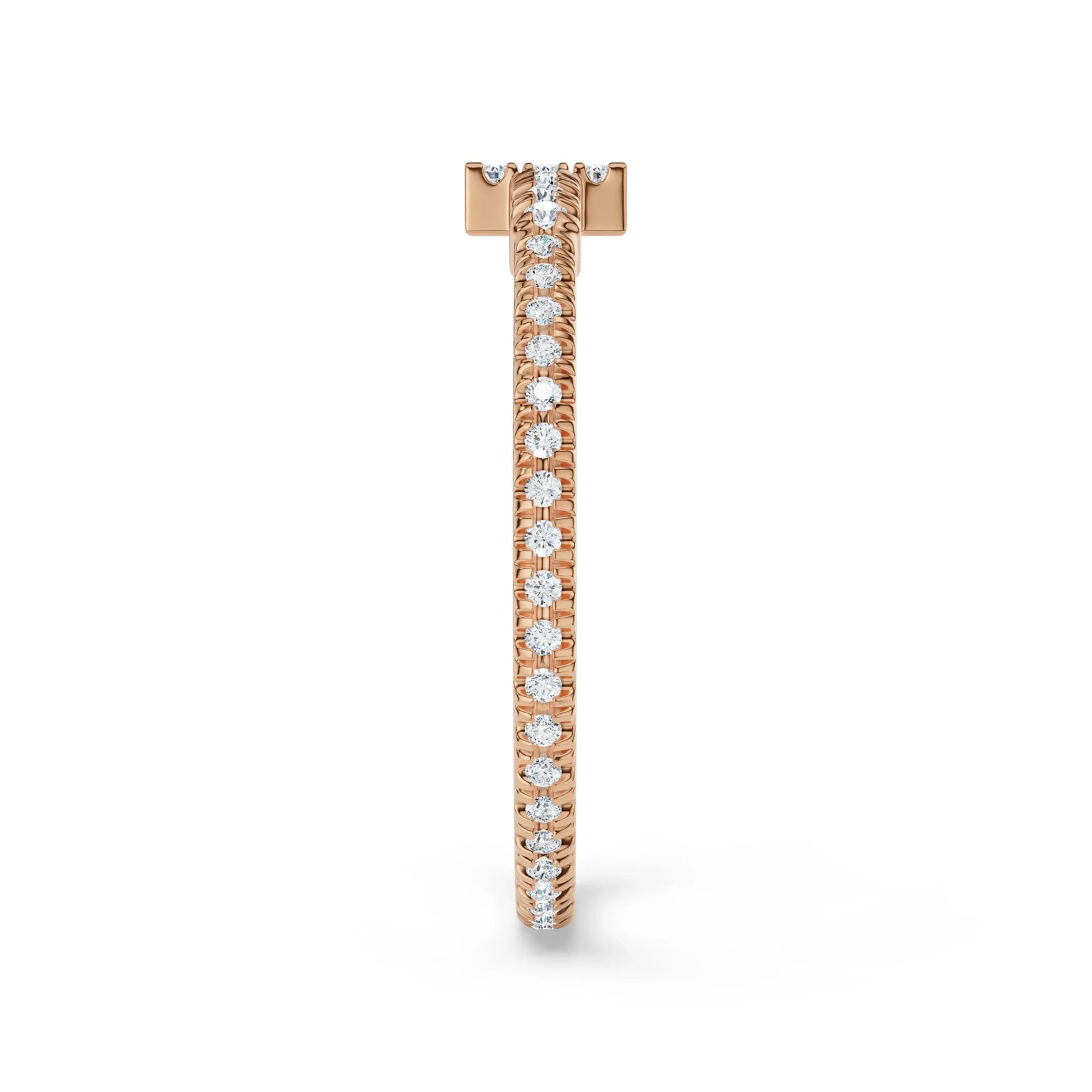 Sleek Narrow Diamond Band Side View in 9KT