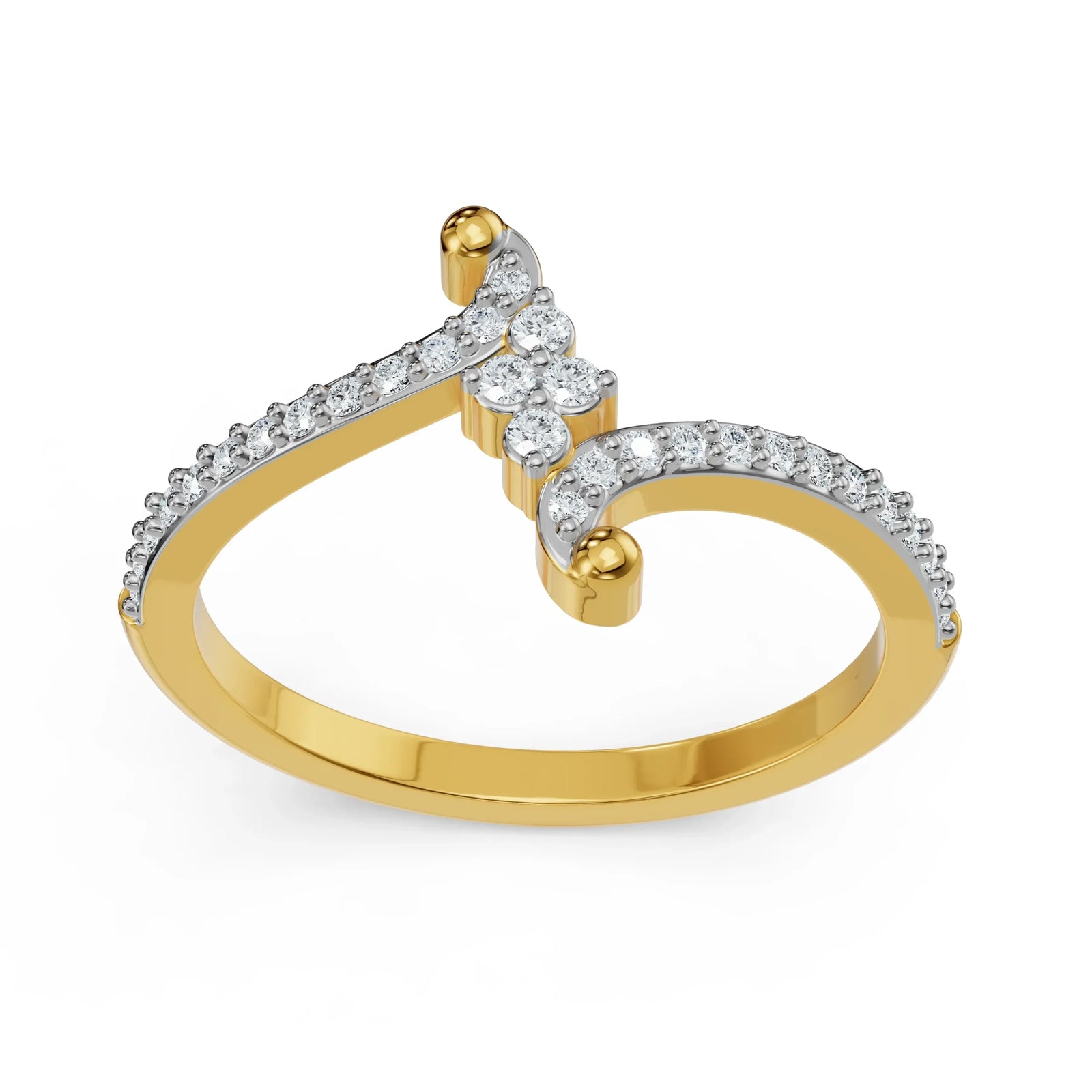 Whimsical Floral Cluster Diamond Ring Prospective View