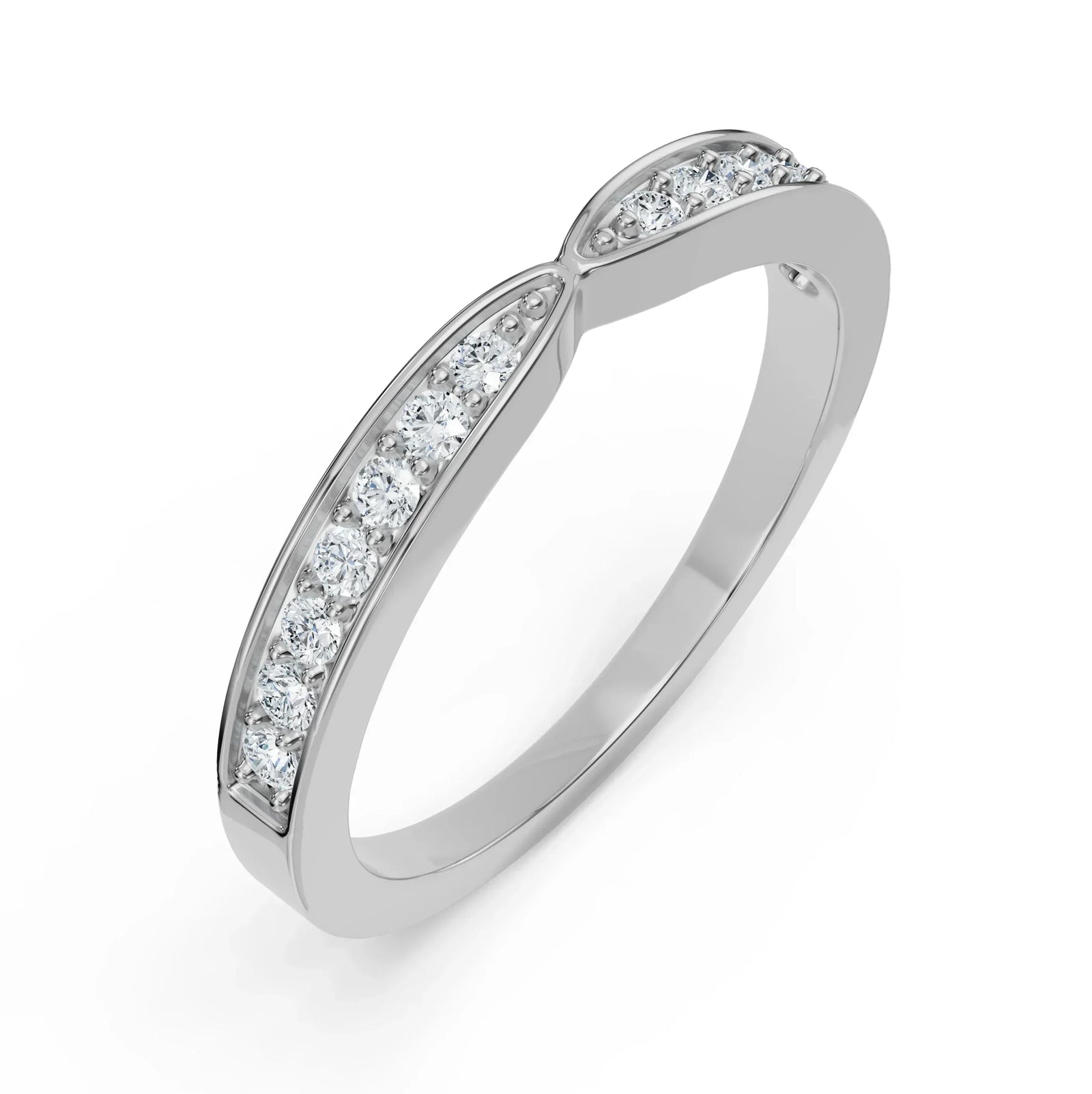 Tapered Diamond Band Front View in 9KT