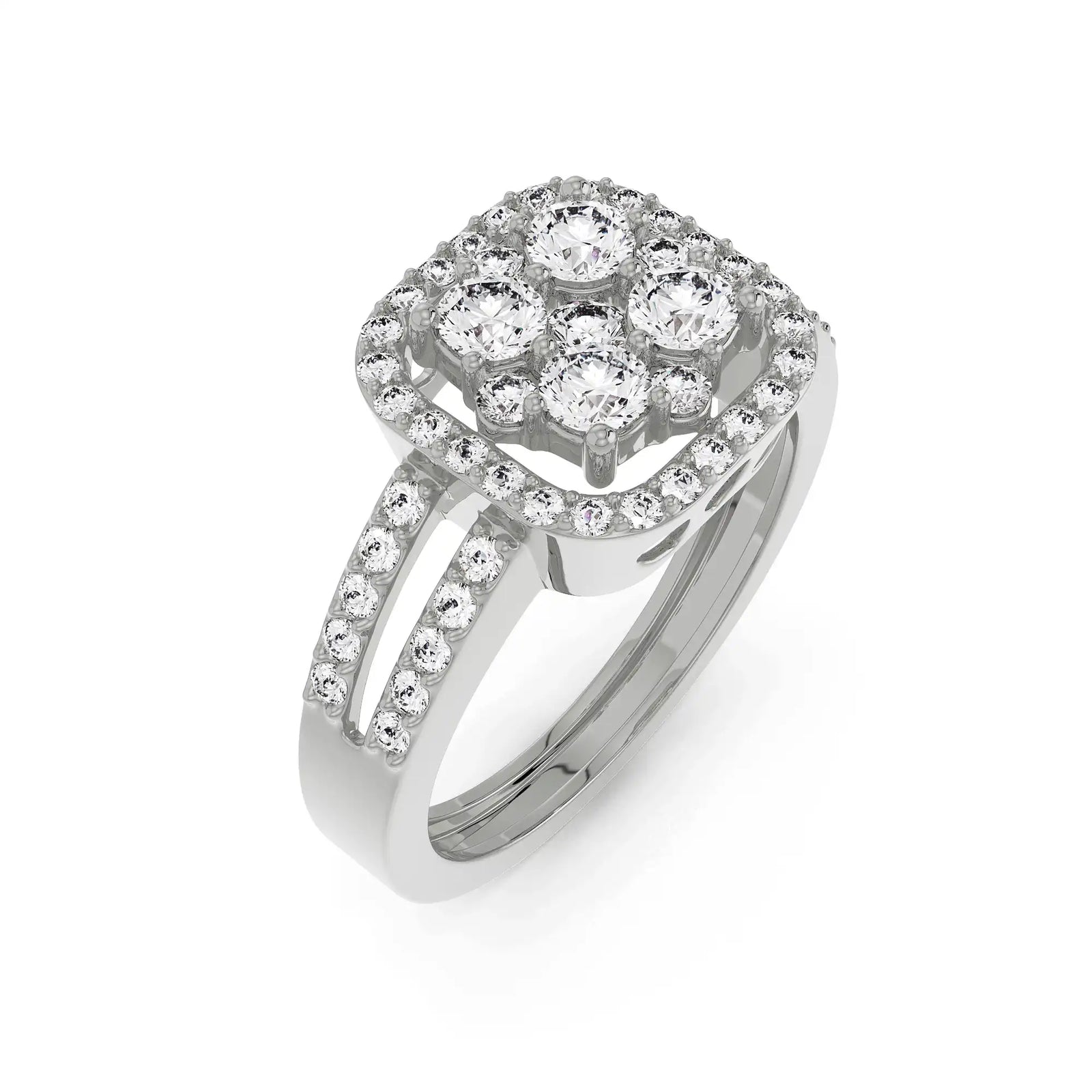 Regal Diamond Halo Ring Top View
