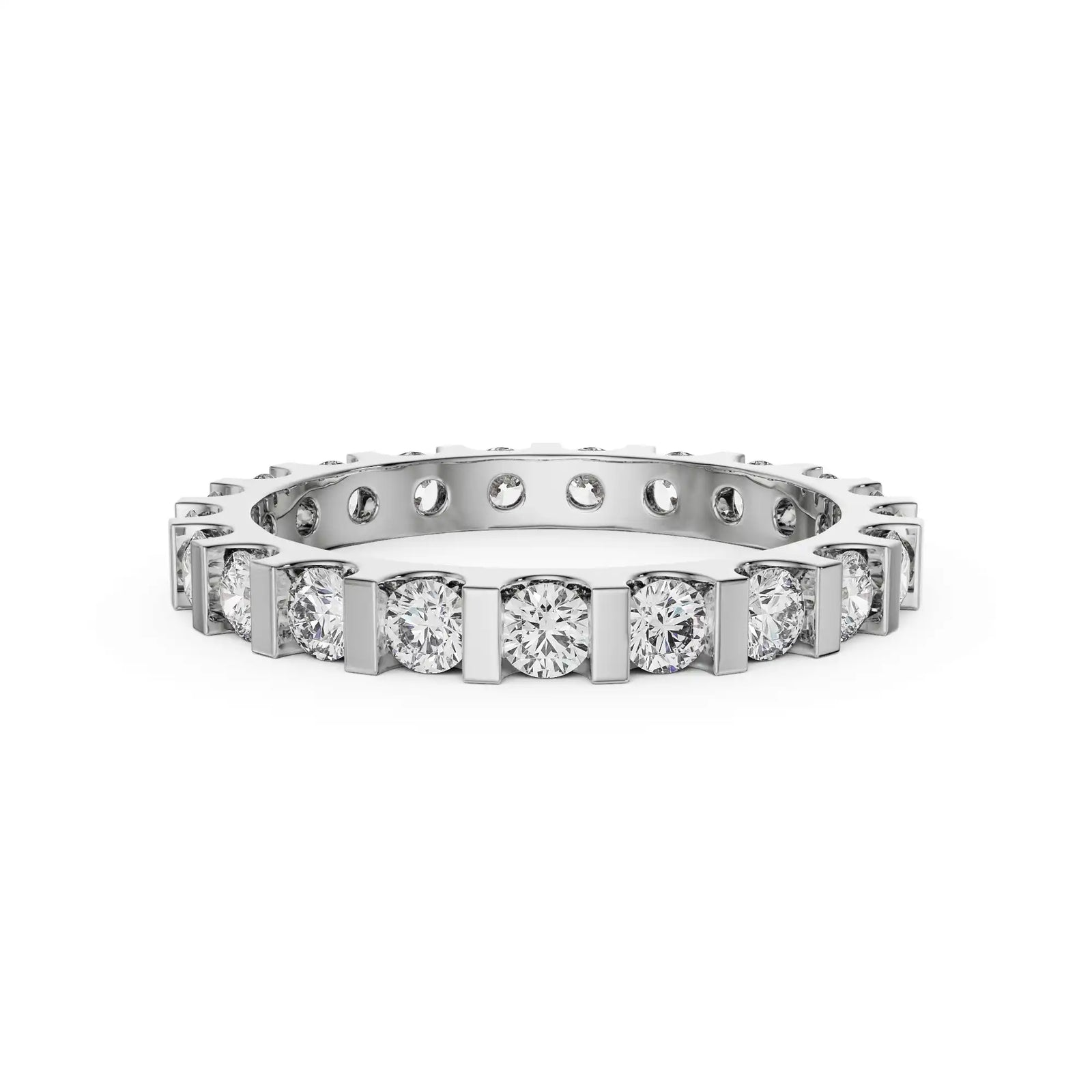 Diamond Cluster Band Front View in 9KT