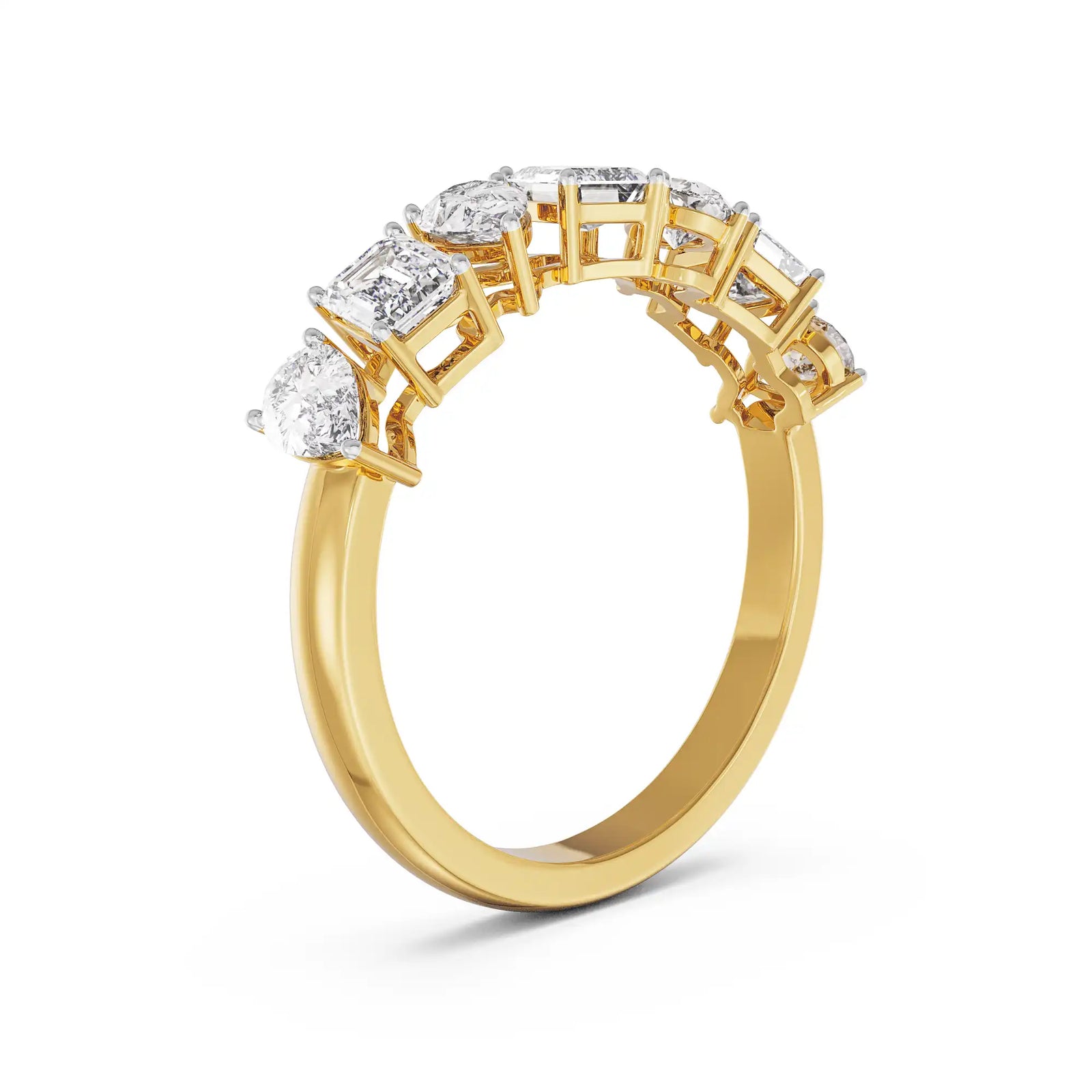 Pear And Emerald Lab Grown Diamond Band_in-stock