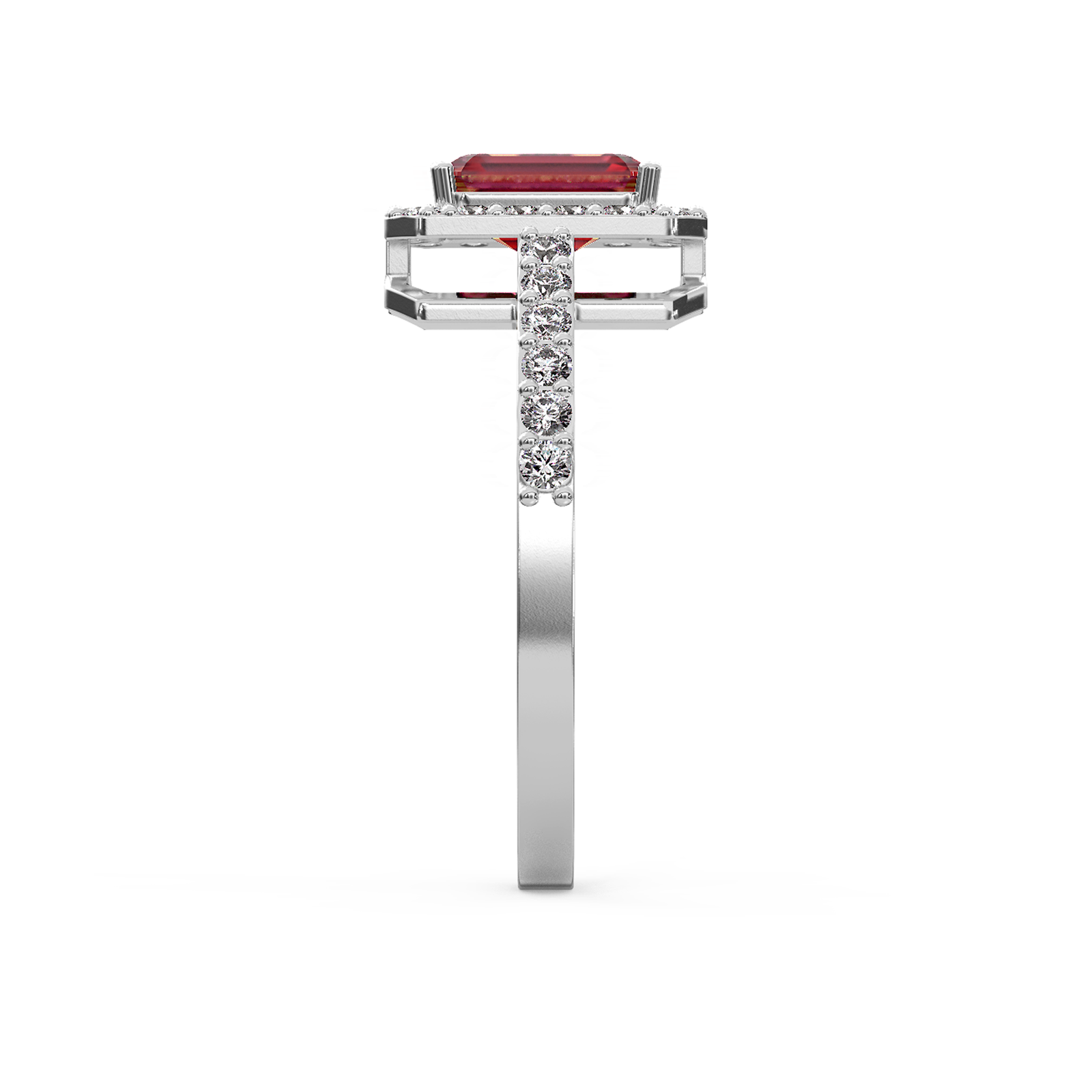 Red Ruby Diamond Ring Side View