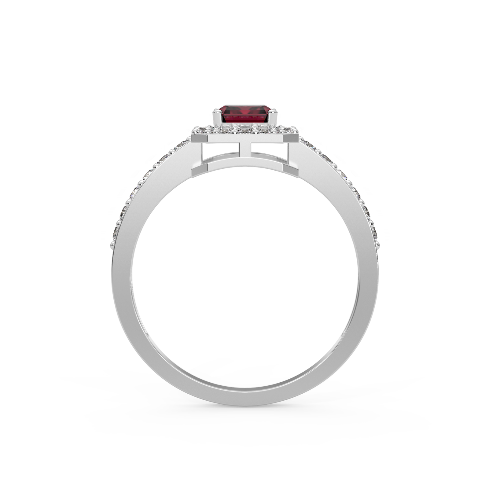 Red Ruby Diamond Ring Back View
