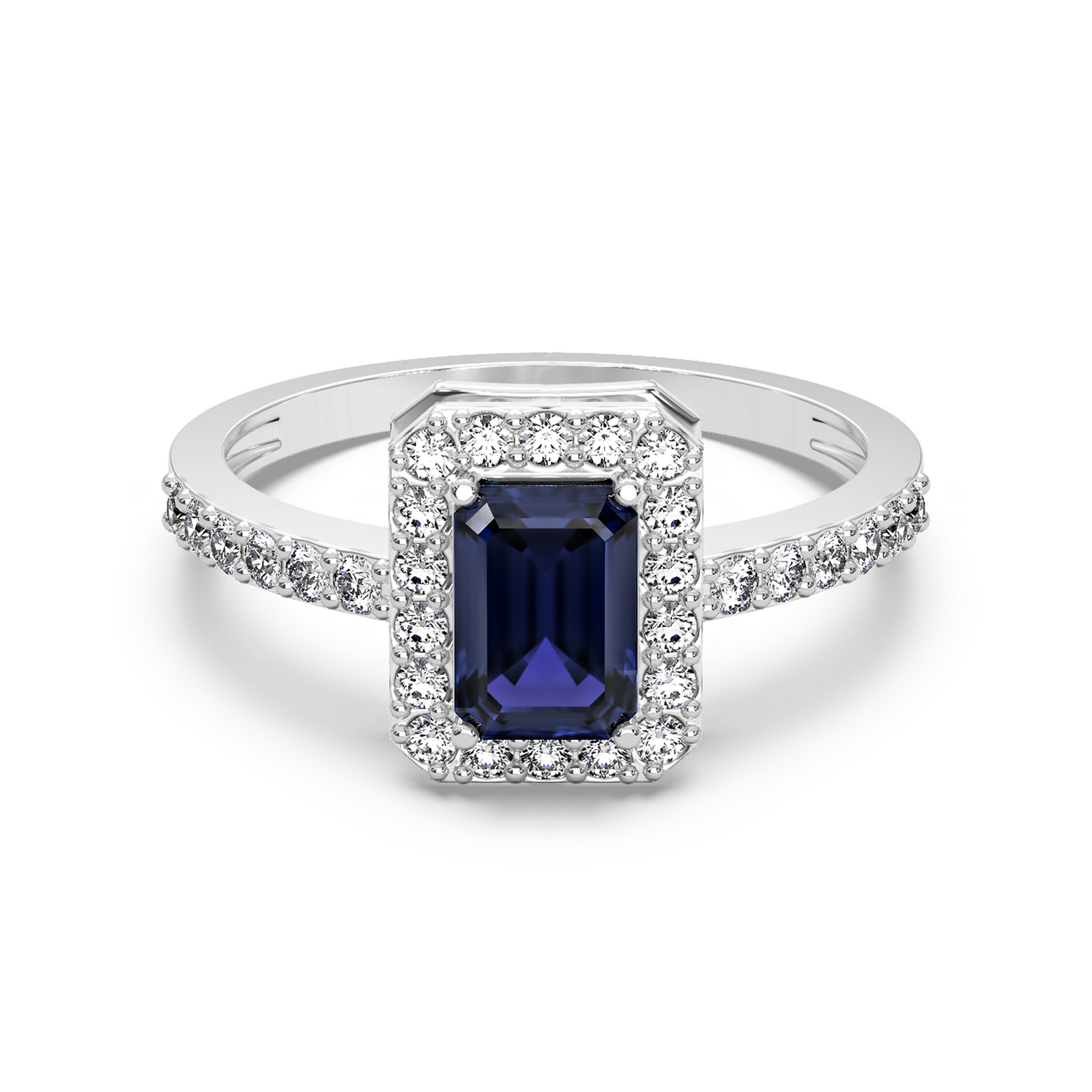 Blue Saphire Diamond Ring Front View