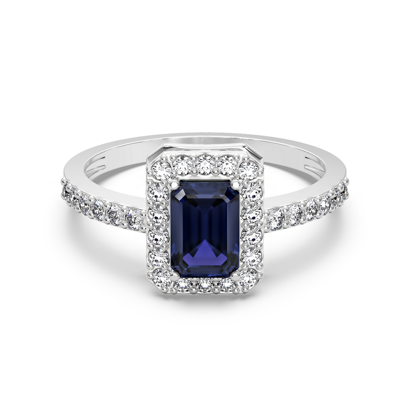 Blue Saphire Lab Grown Diamond Ring 9KT