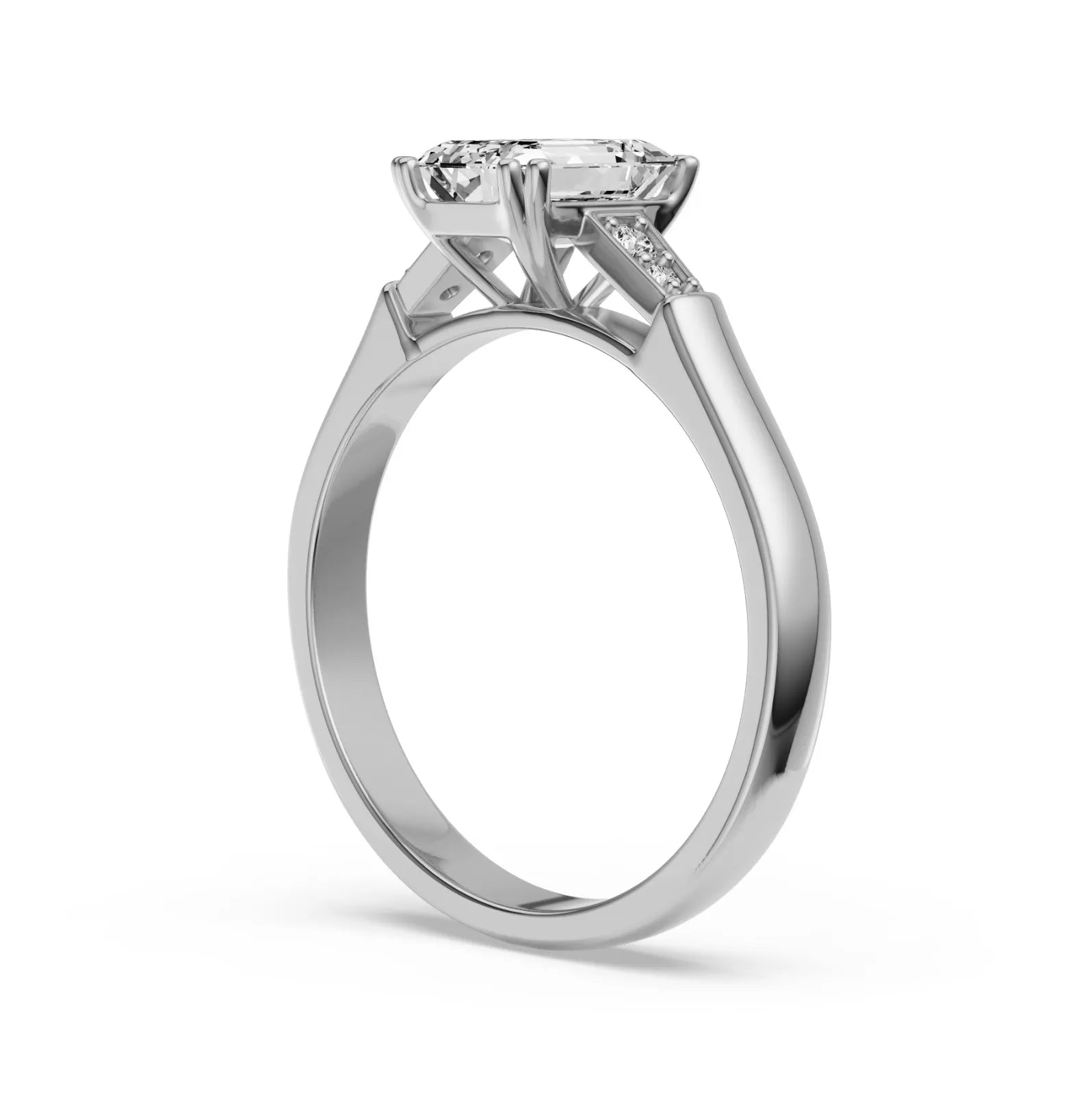Joey Emerald Diamond Ring Side View