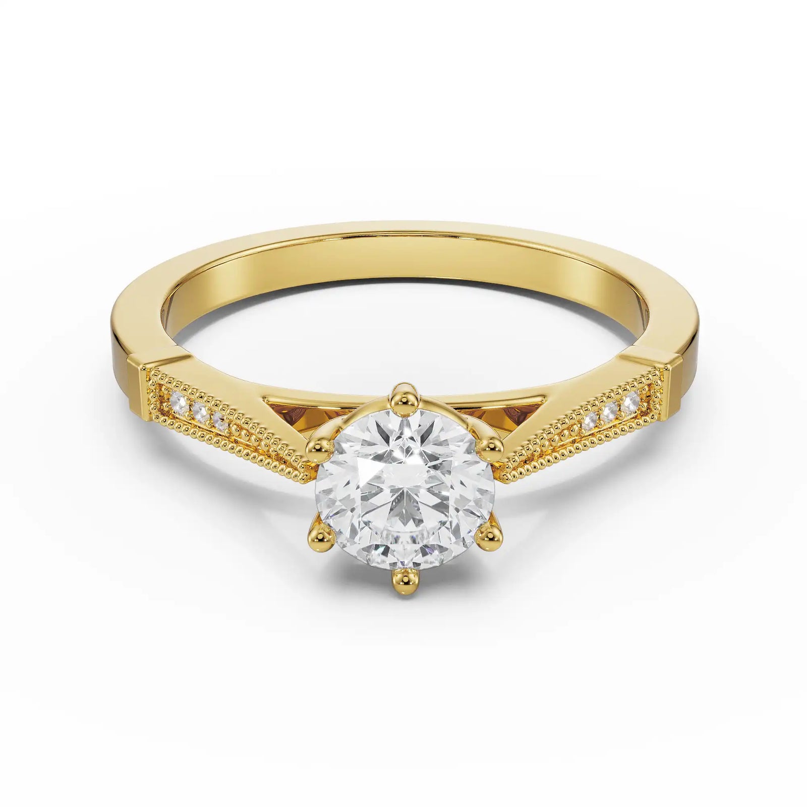 Dainty Round Brilliant Engagement Ring Front View