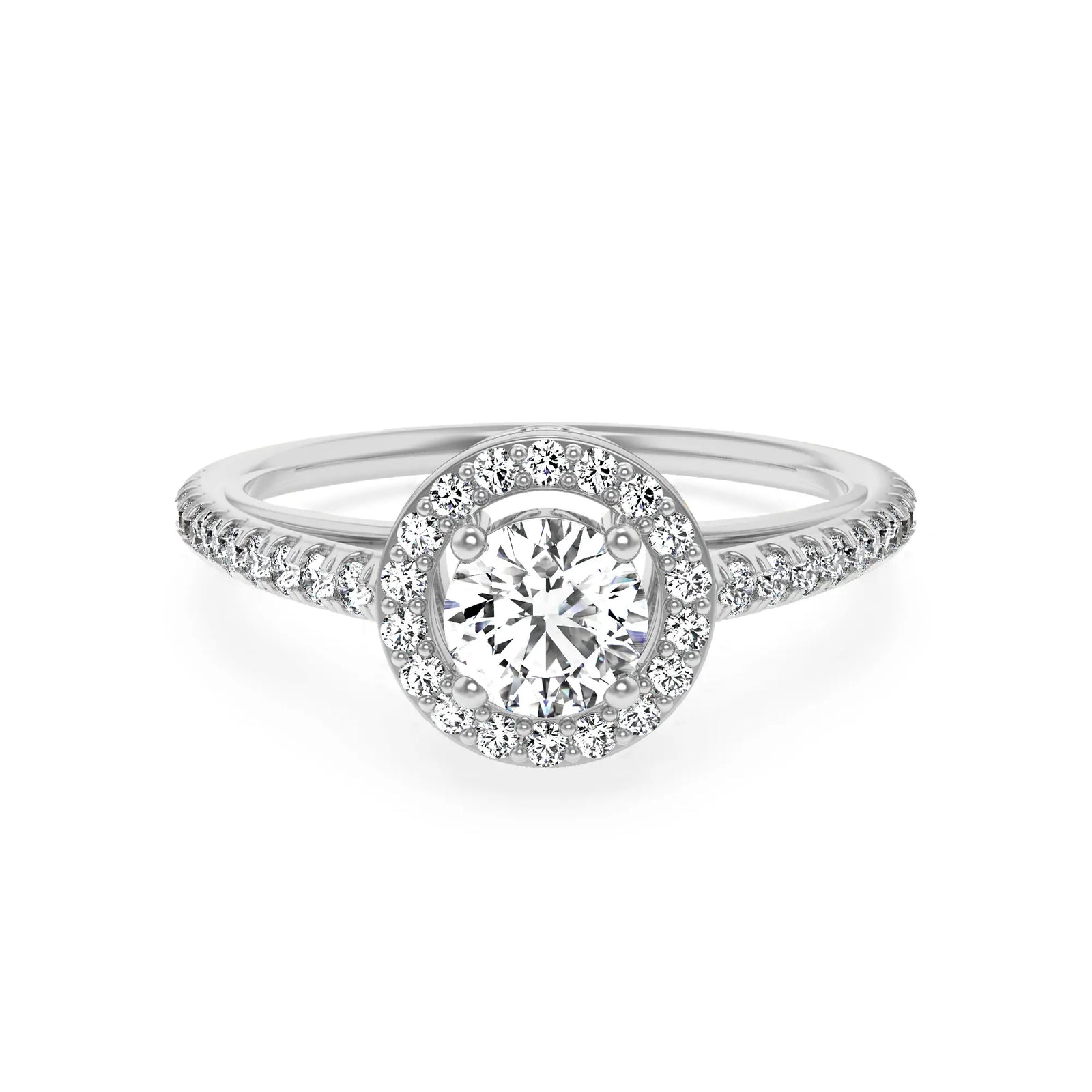 Halo Round Diamond Ring Front View in 9KT