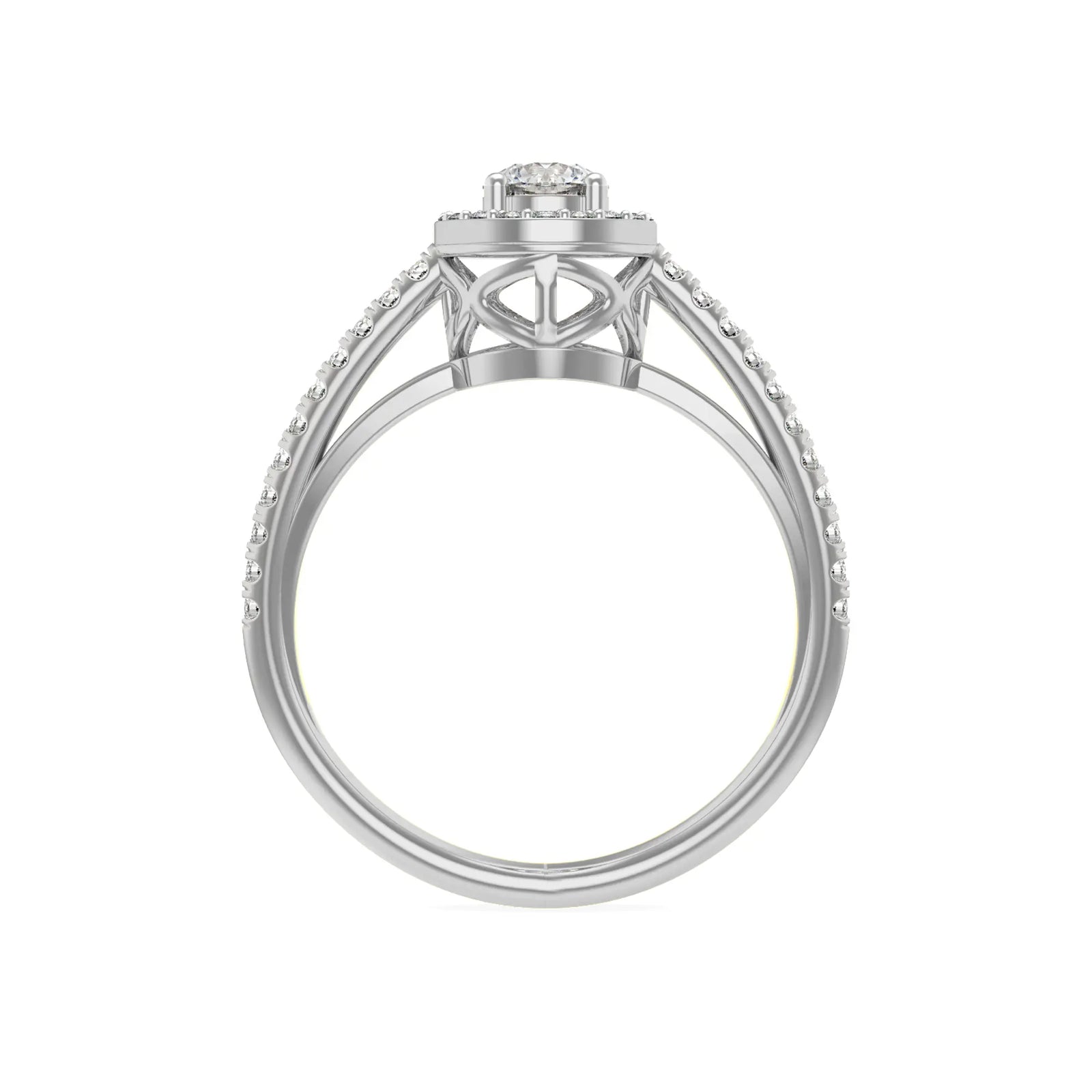 Halo Round Diamond Ring Back View
