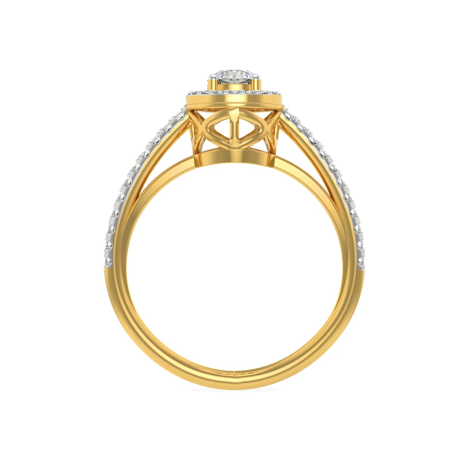 Halo Round Diamond Ring Back view