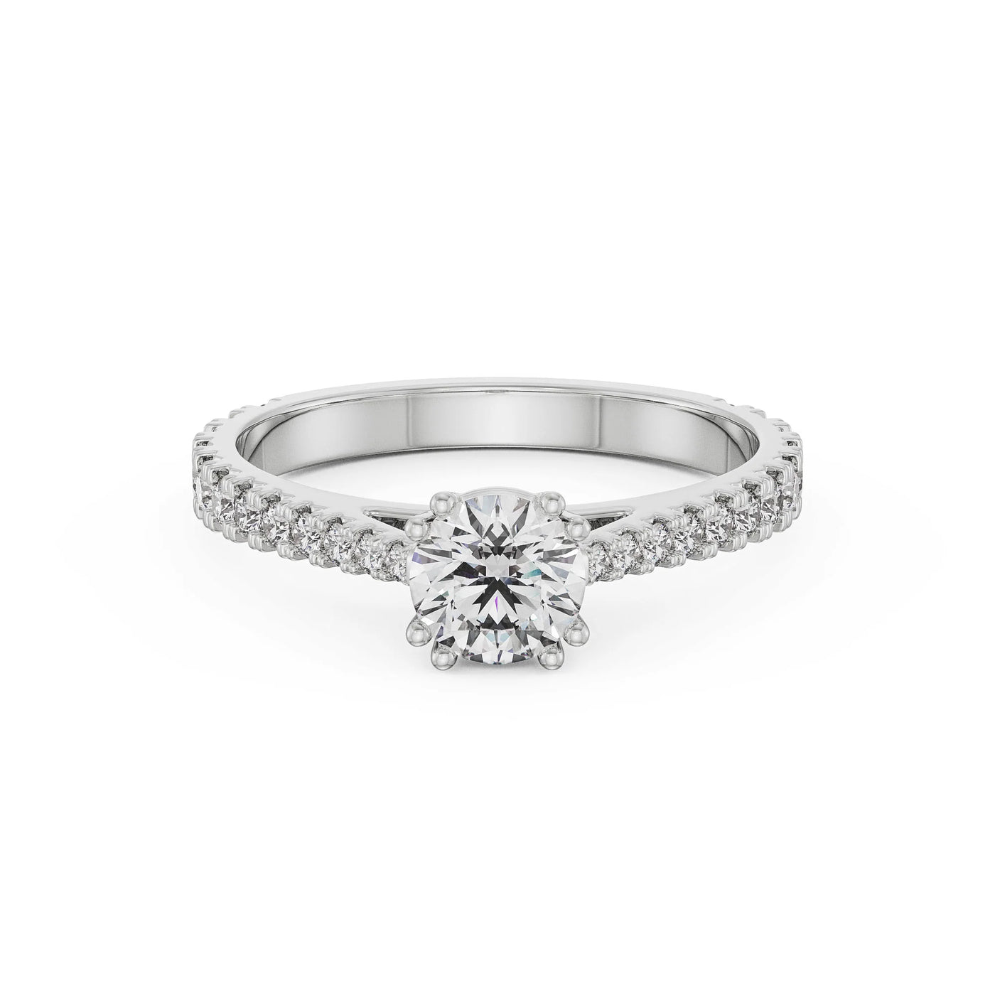 Round Lab Grown Diamond Solitaire Halo Ring