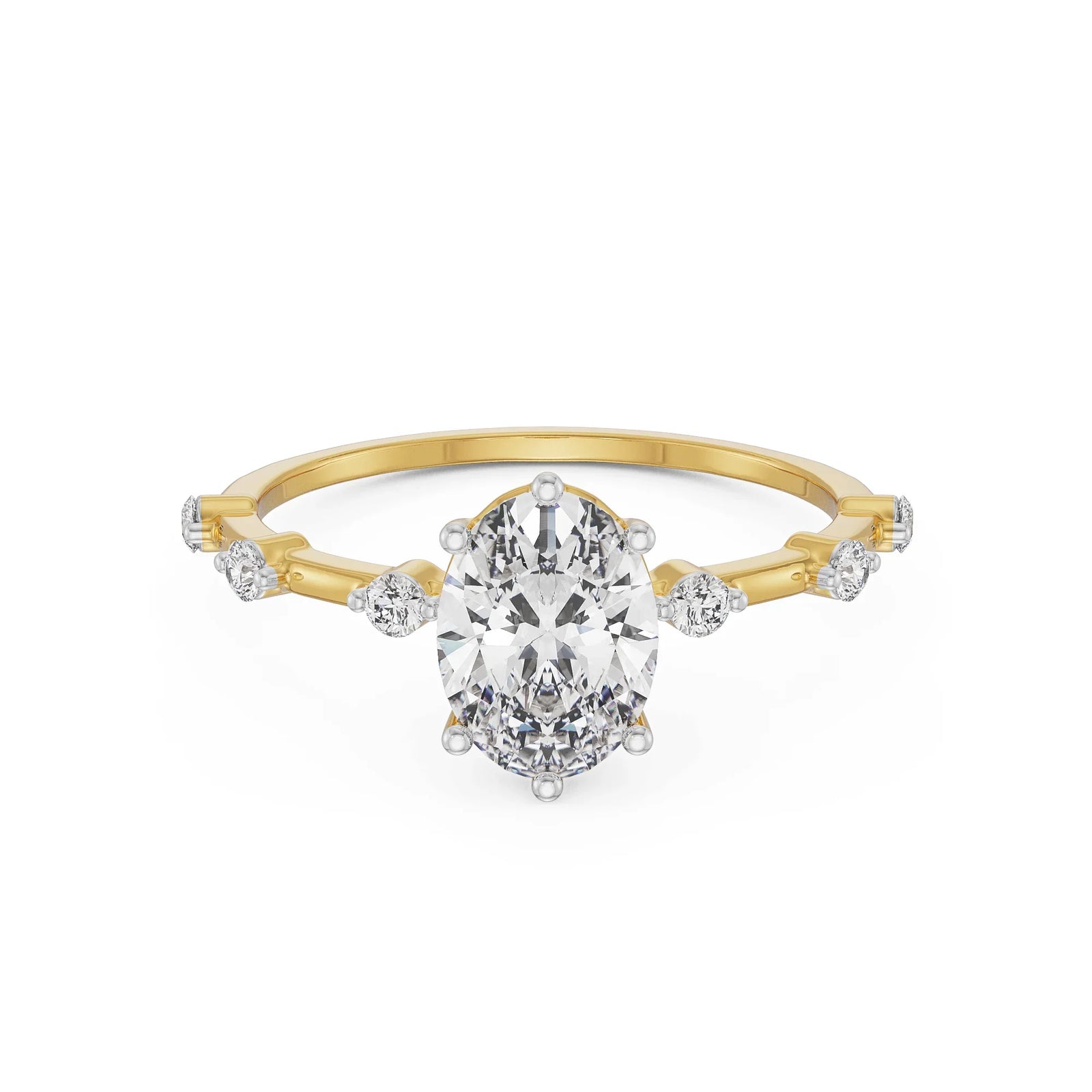 Oval Diamond Engagement Ring Front view in 9KT