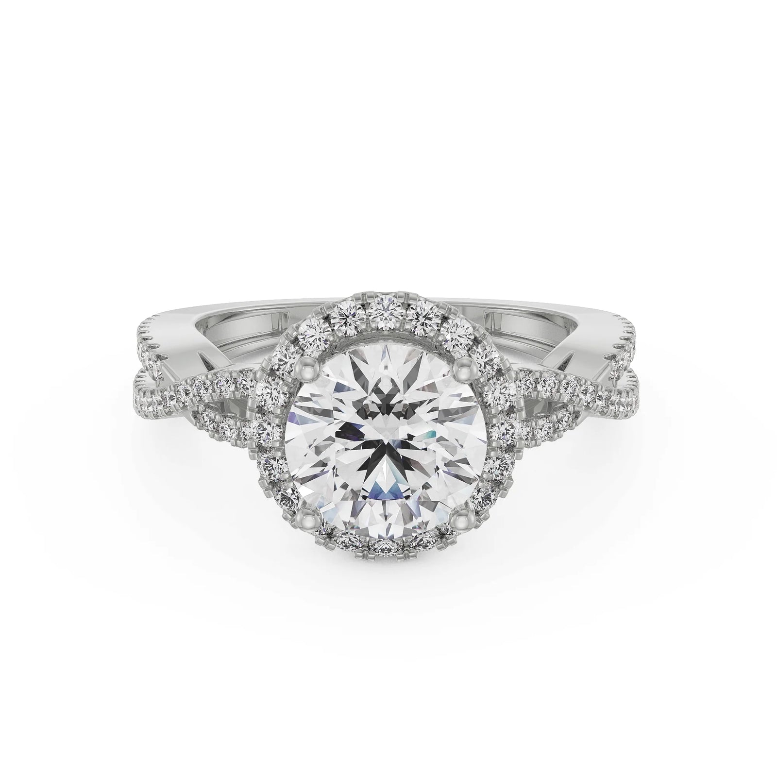 Crossover Halo Eternity Diamond Ring Front View