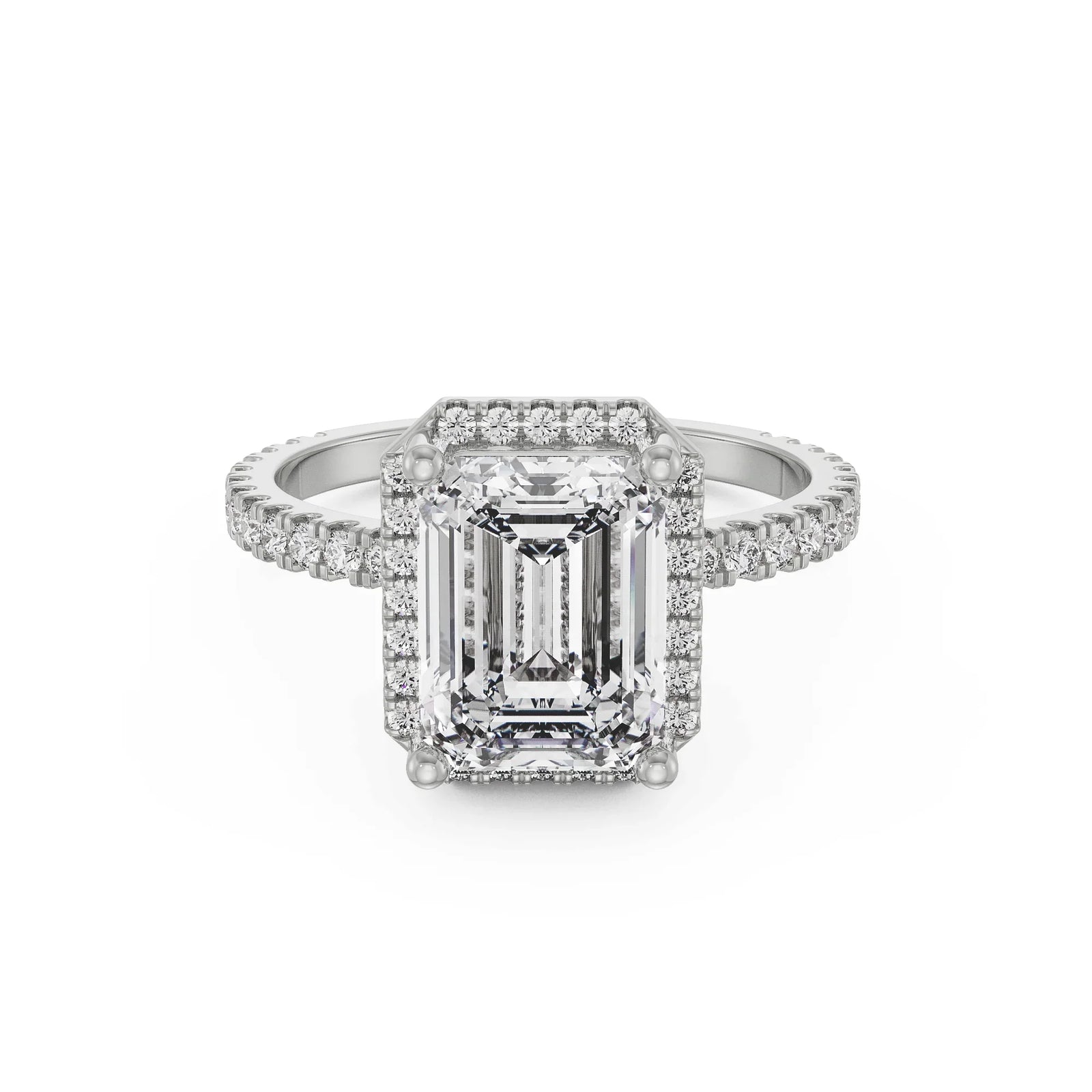 Emerald Symphony Diamond Ring Front View in 9KT