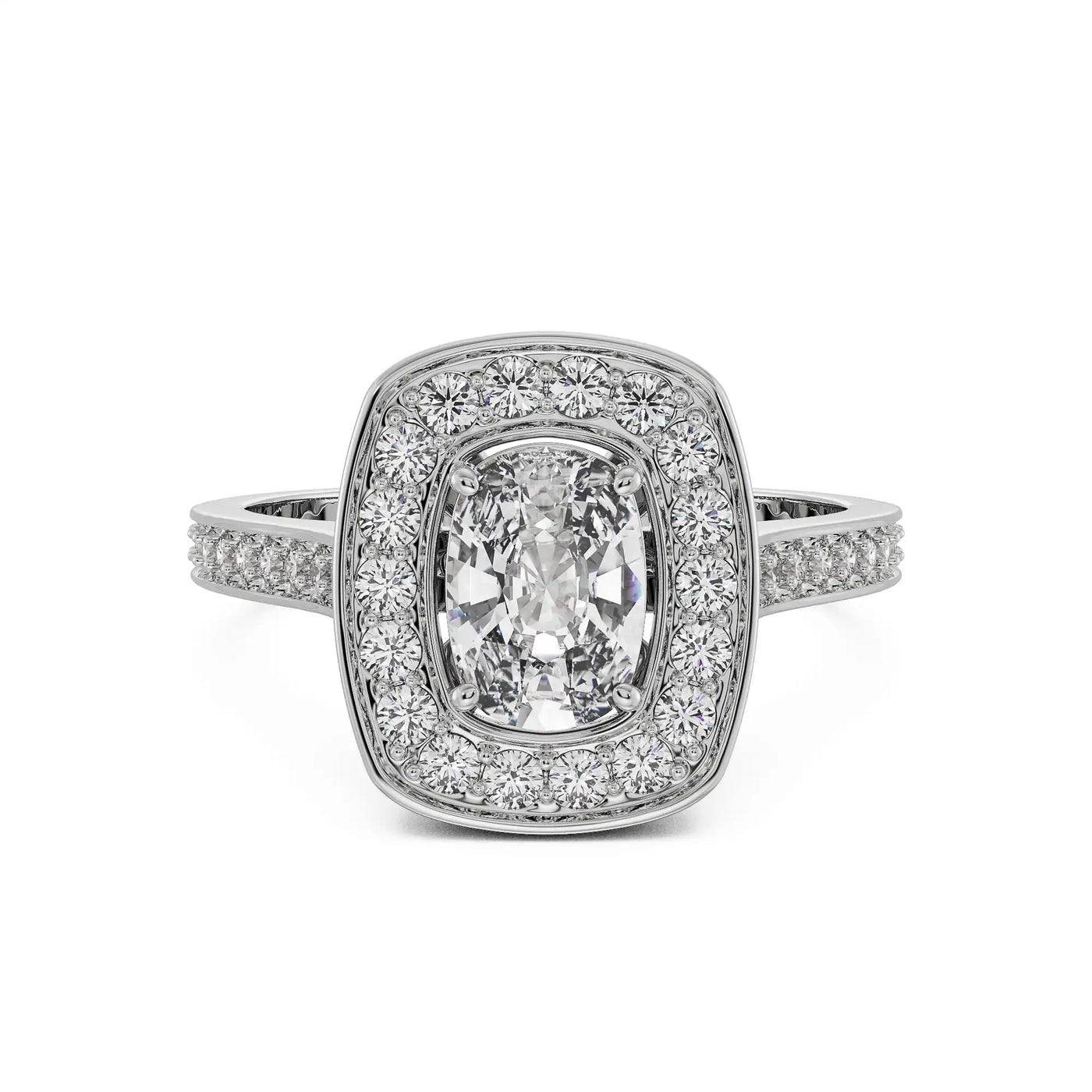 Cushion Halo Solitaire Lab Grown Diamond Ring