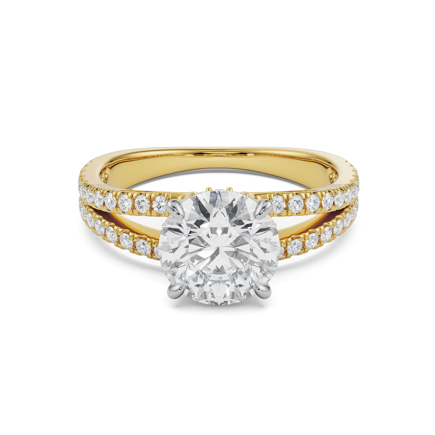 Split Band Round Lab Diamond Engagement Ring