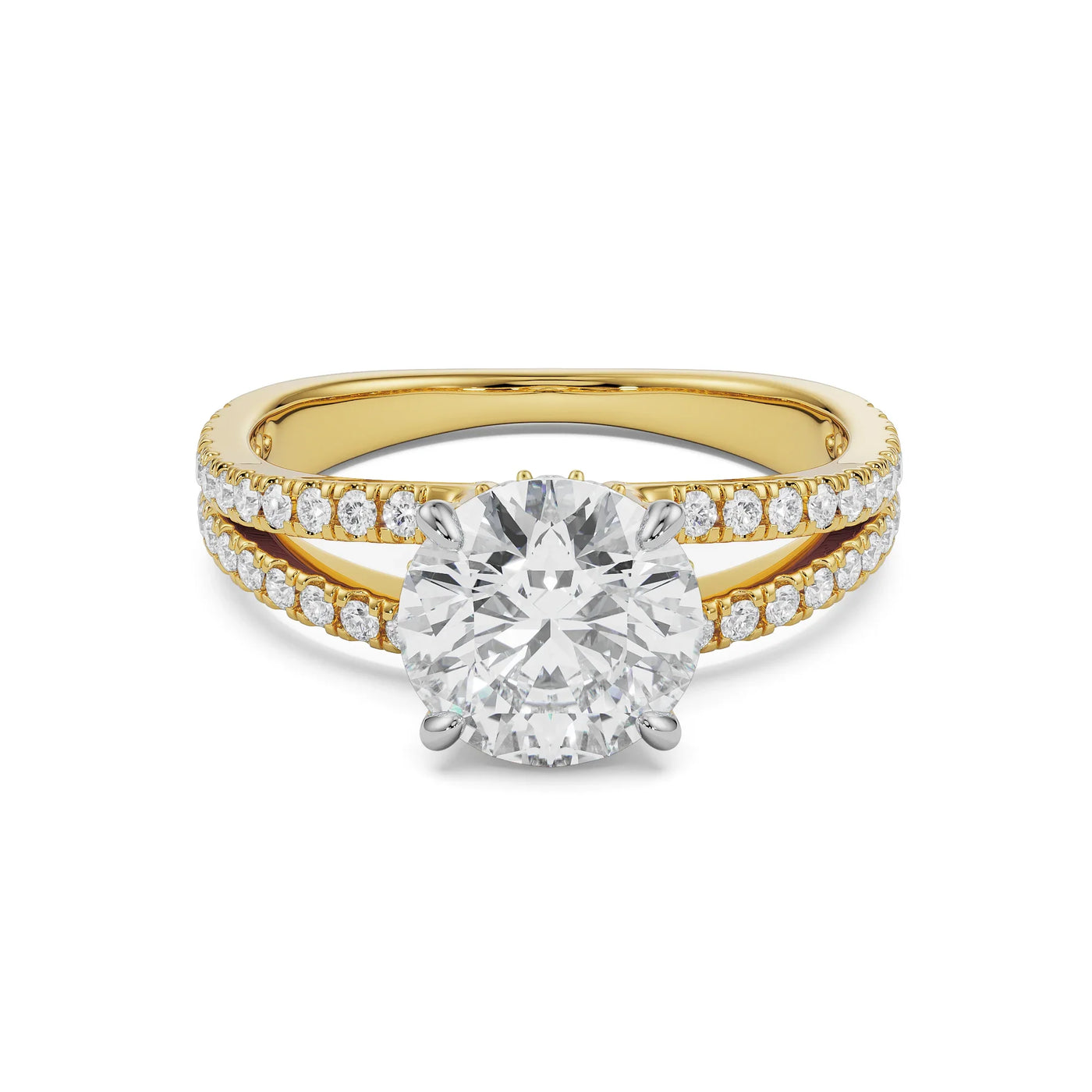 Split Band Round Lab Diamond Engagement Ring 9KT