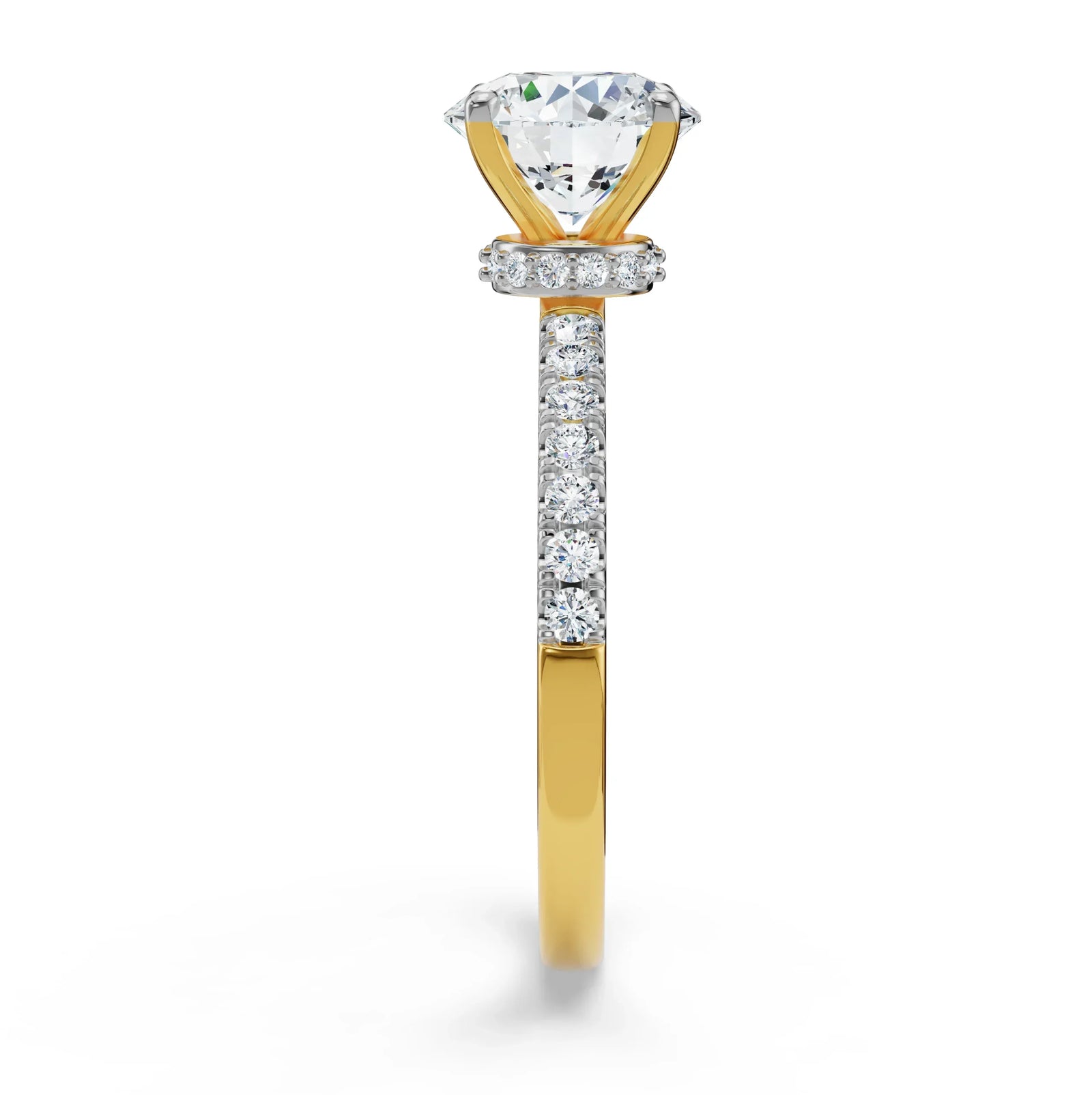 Jia Round Brilliant Diamond Ring Side View in 9KT