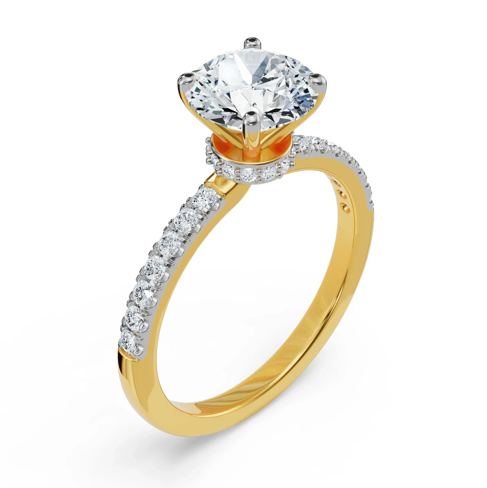 Jia Round Brilliant Diamond Ring Prospective View in 9KT