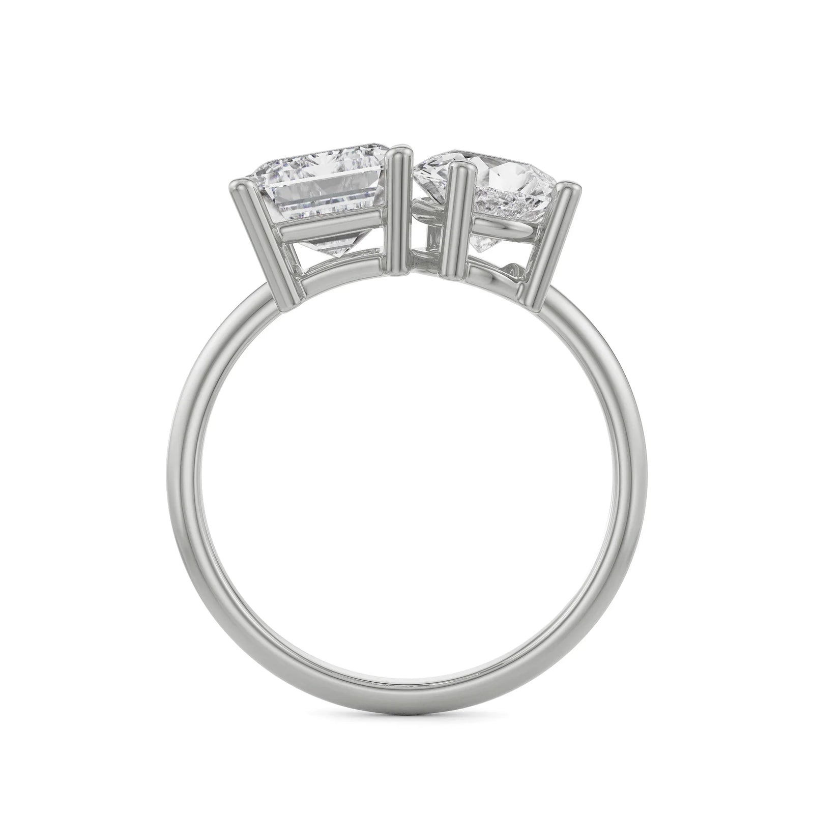 Emerald and Pear Diamond Ring Back View in 9KT