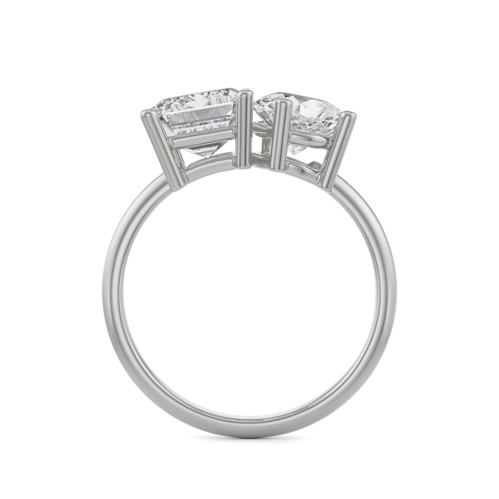 Emerald and Pear Diamond Ring Back View