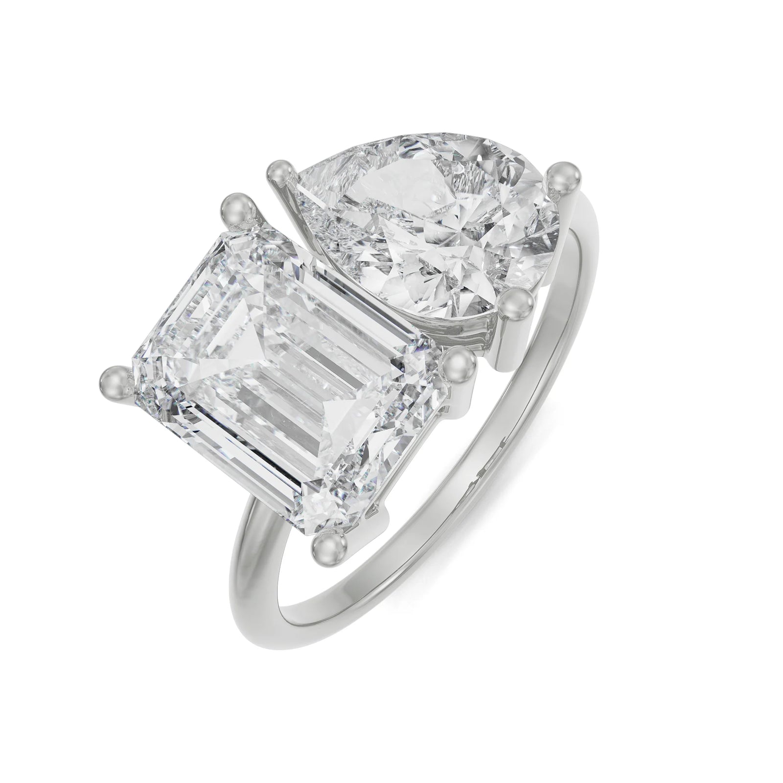 Emerald and Pear Diamond Ring Top View