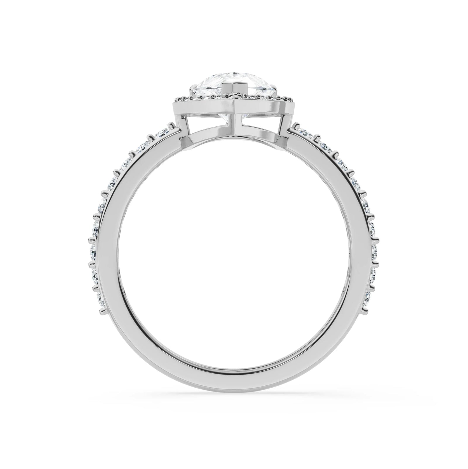 Solitaire Pear Halo Engagement Ring Back View