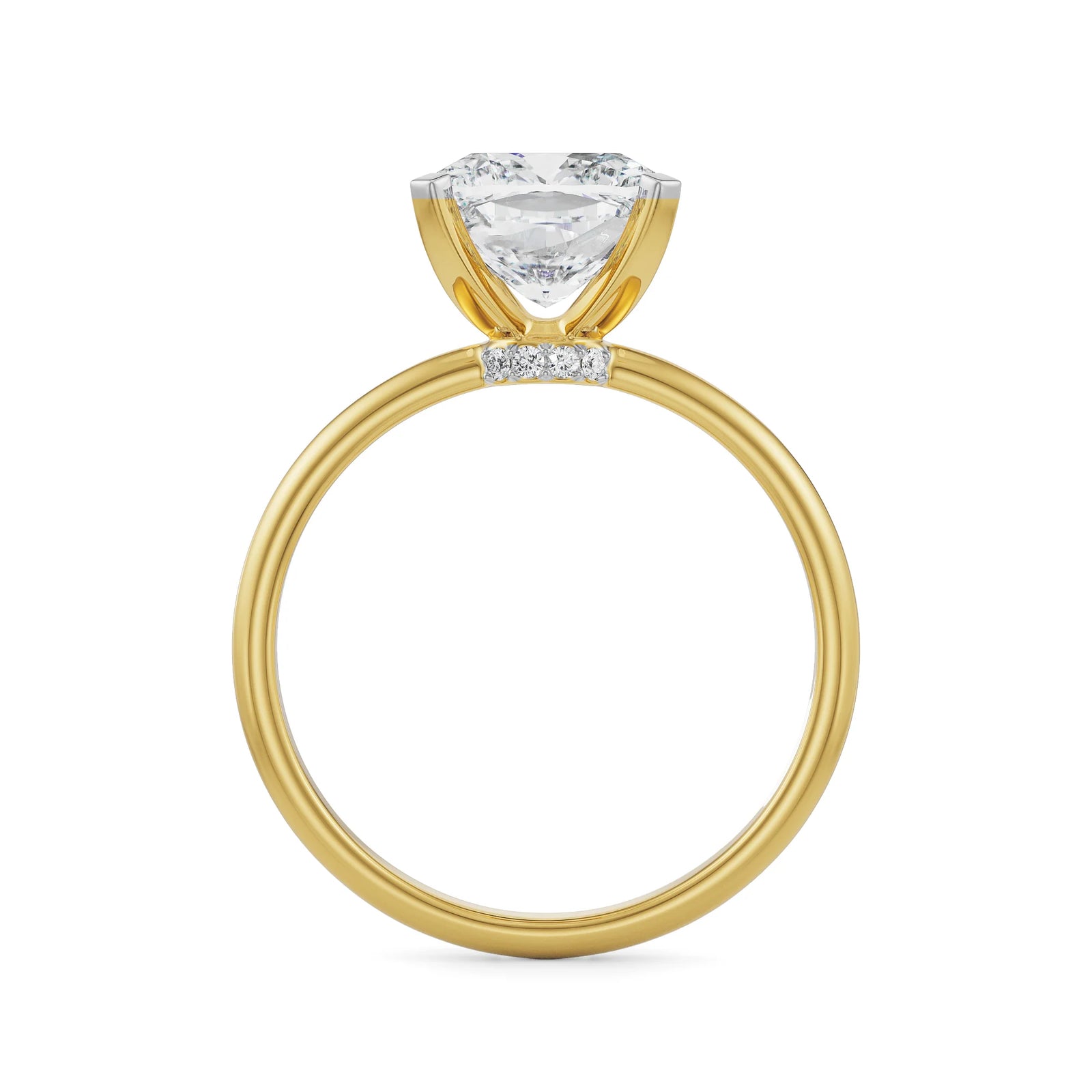 Solitaire Cushion Cut Engagement Back View