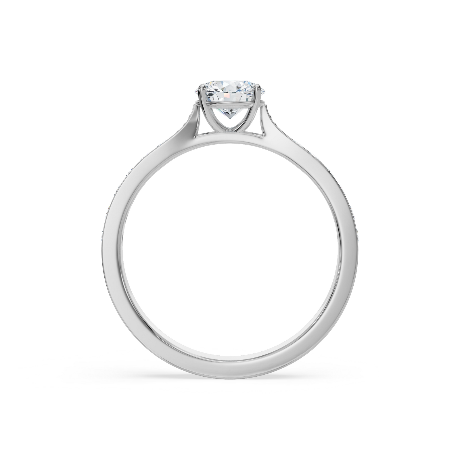 Round Sidestones Engagement Ring Back View in 9KT